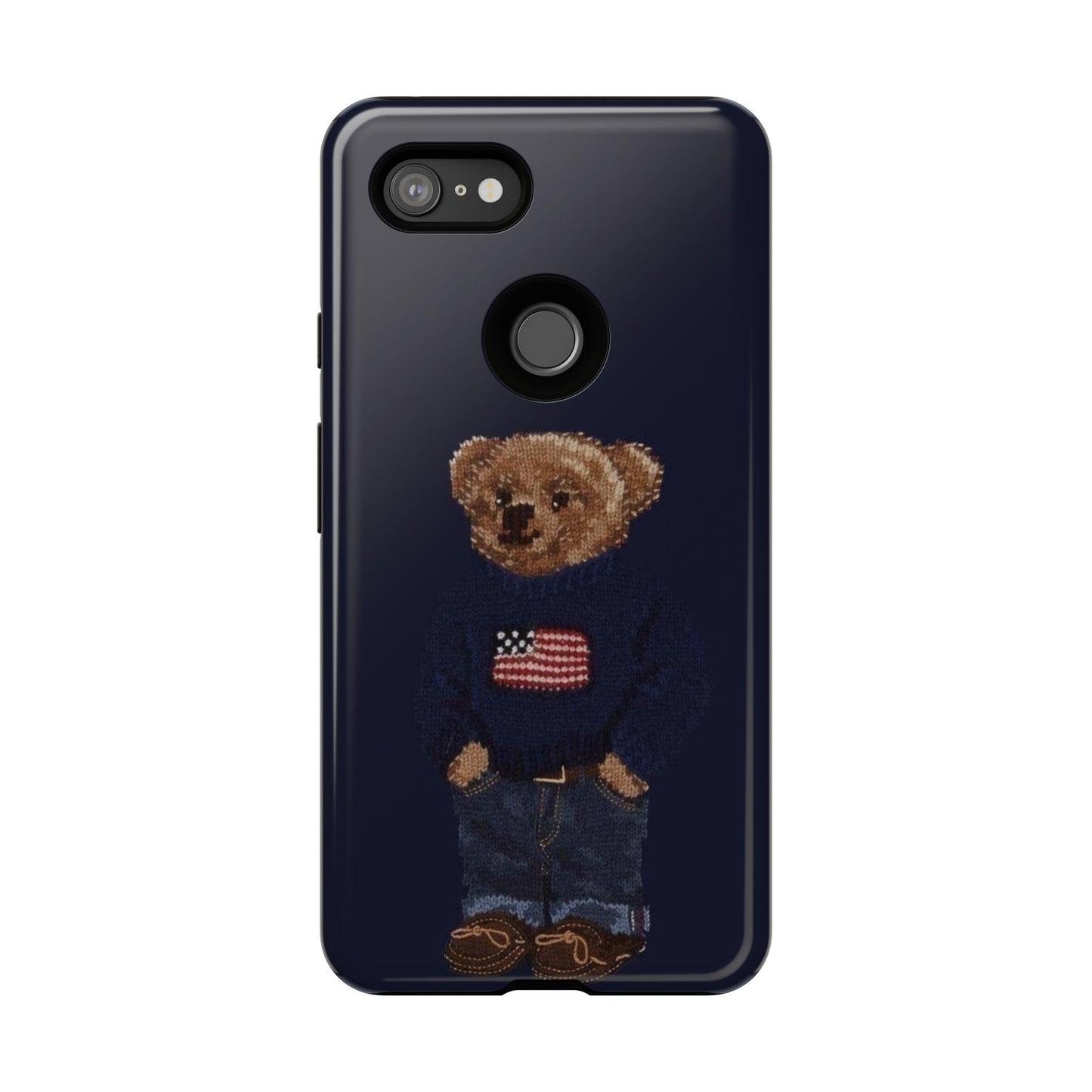 Patriotic Polo Bear Phone Case — Navy Protective Tough Case