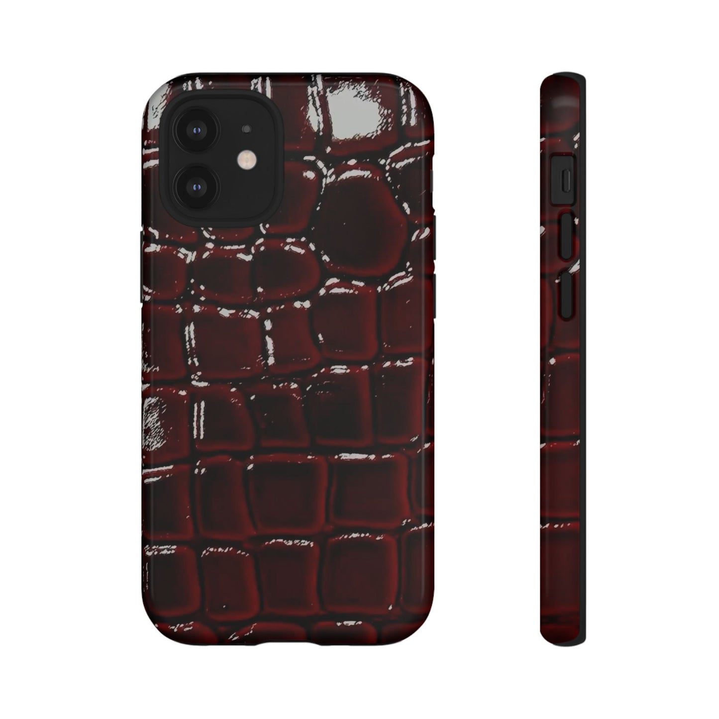 Croc Embossed Burgundy Tough Phone Case