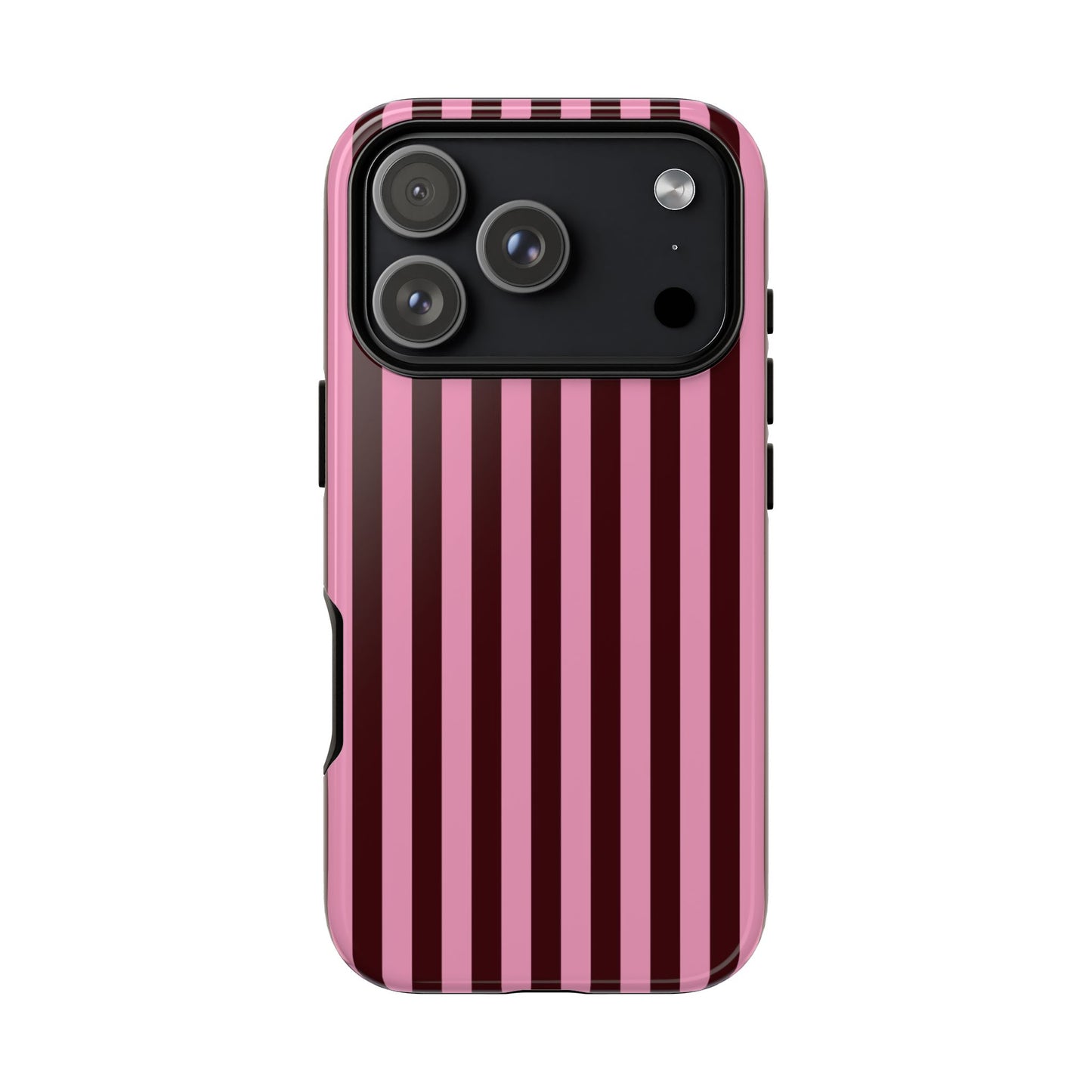 Striped Pink & Burgundy Tough Phone Case — Durable Vertical Stripe Protection