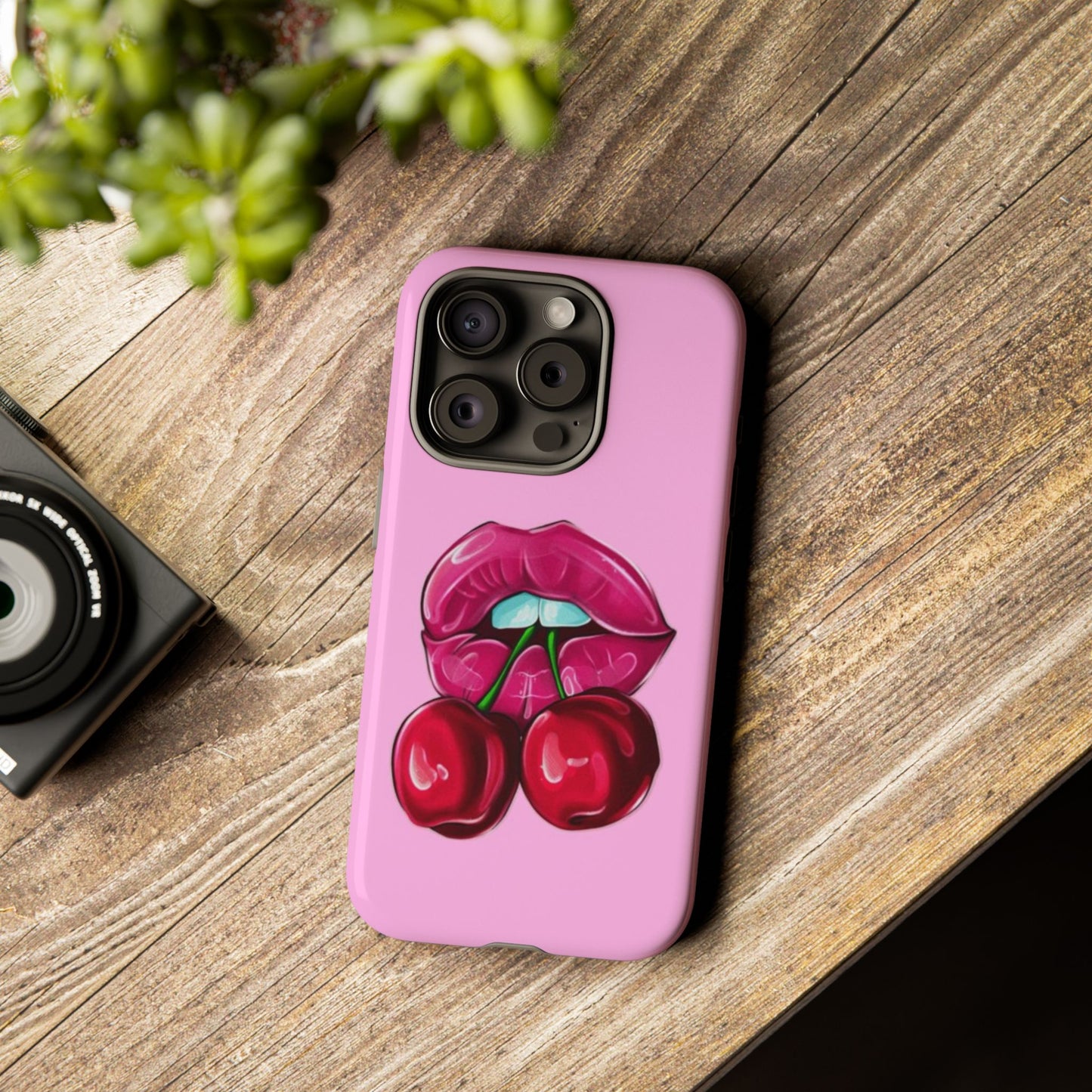 Stylish Phone Case with Cherry Kiss Design, Cute Gift for Her, Trendy Mobile Accessory, Perfect for Birthdays, Valentine's Day, Everyday Use