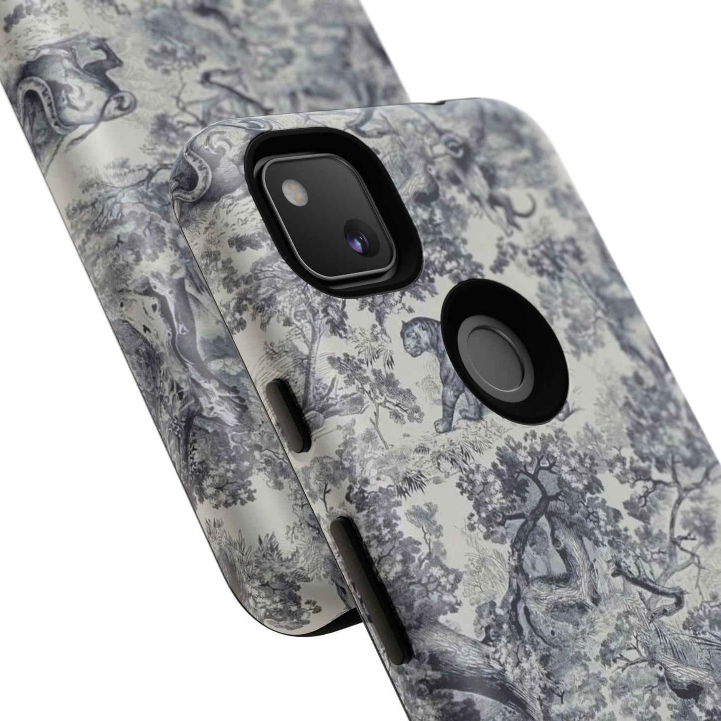 Toile Safari Phone Case — Vintage Tiger & Jungle Pattern Protective Tough Case