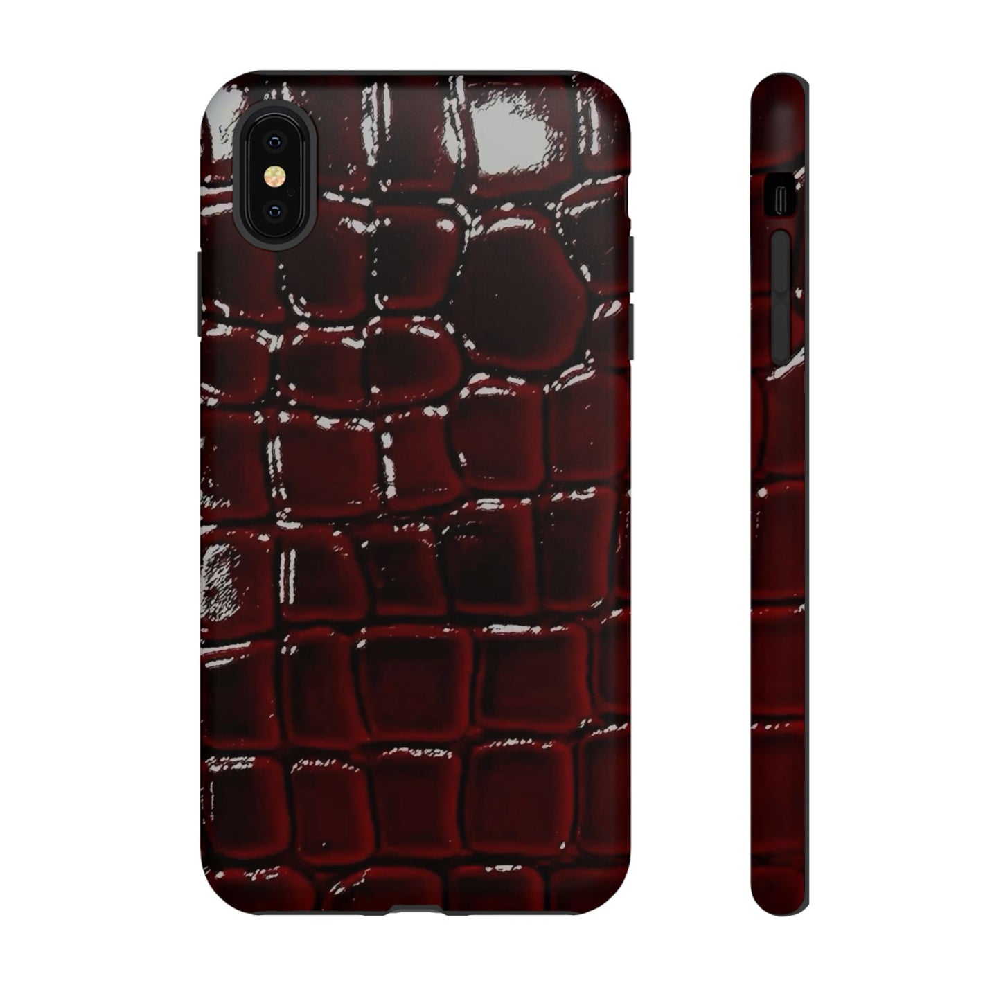Croc Embossed Burgundy Tough Phone Case