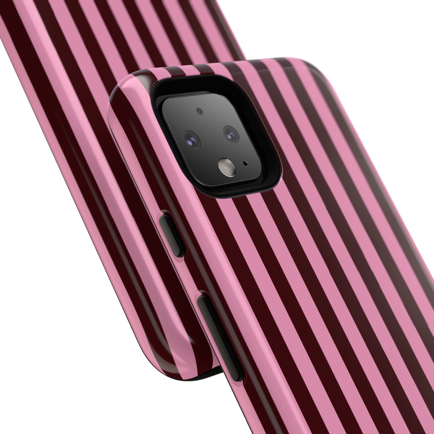 Striped Pink & Burgundy Tough Phone Case — Durable Vertical Stripe Protection