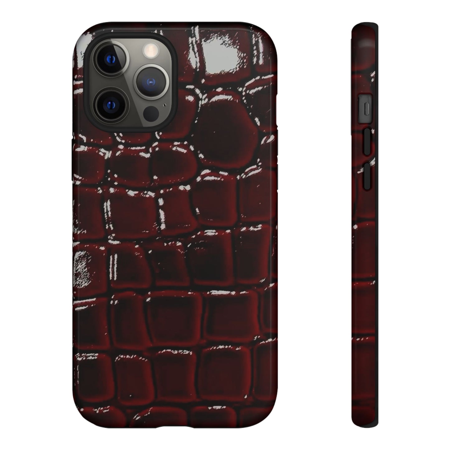 Croc Embossed Burgundy Tough Phone Case