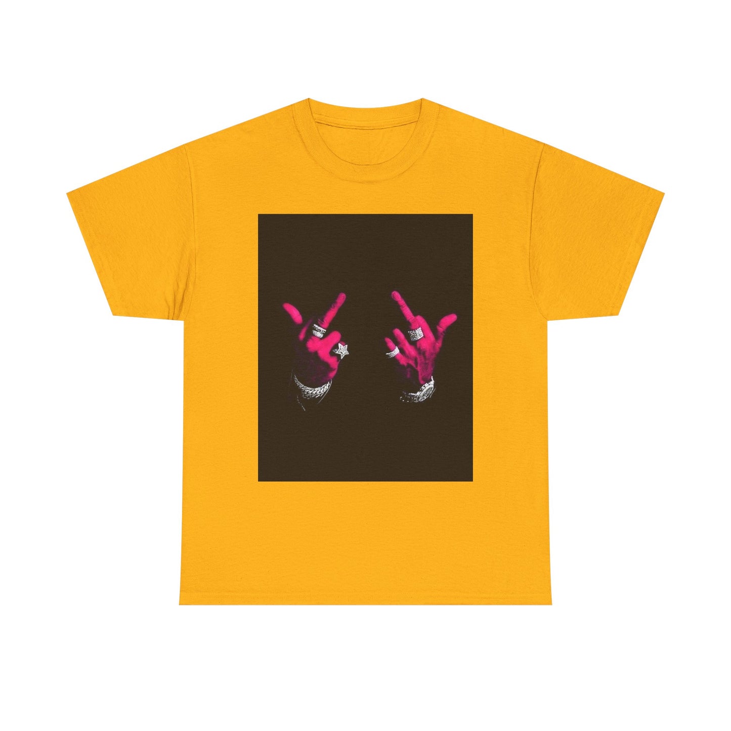 Unisex Heavy Cotton Tee with Bold Hand Gesture Graphic, Casual Wear, Unique Gift, Street Style, Everyday Fashion, Statement Tee