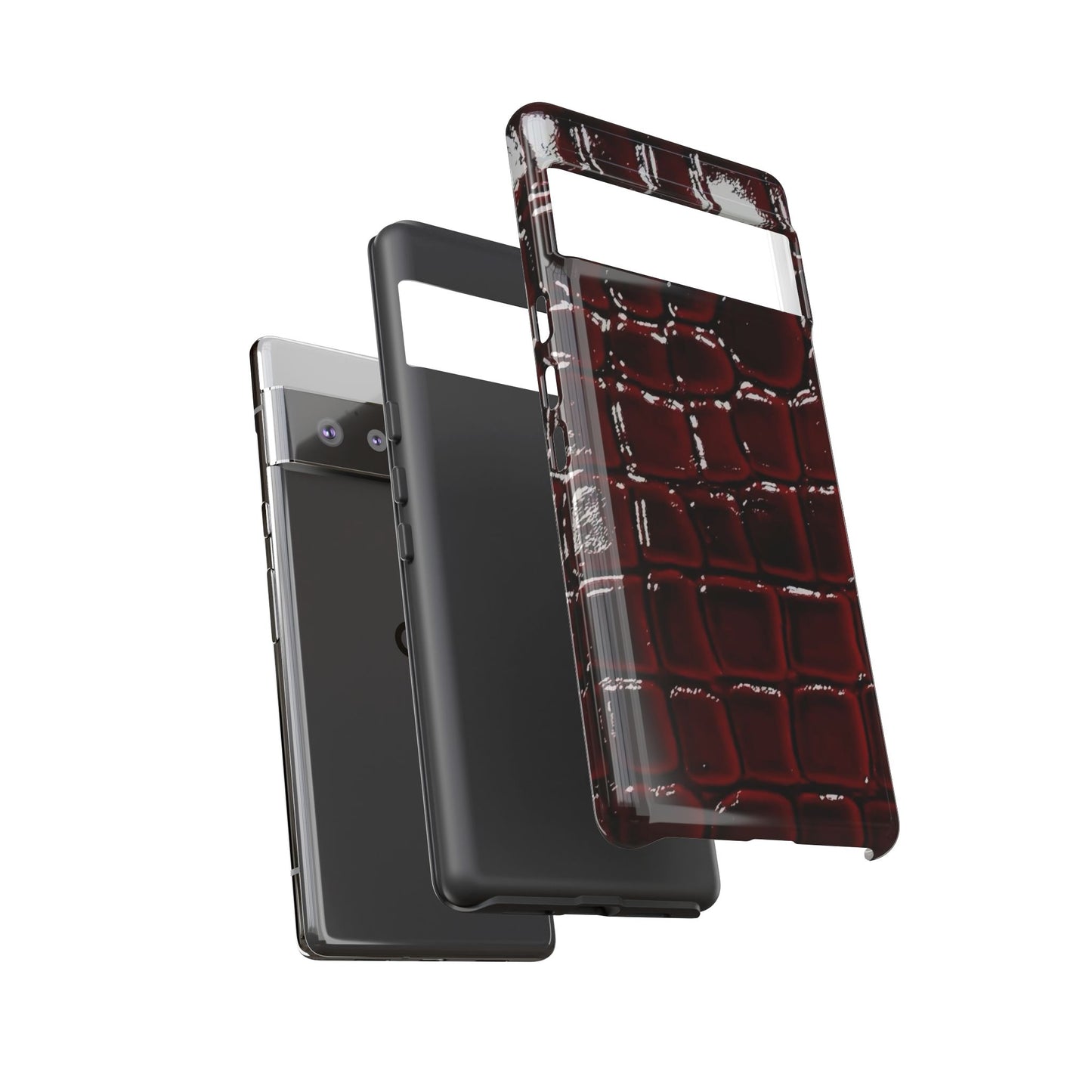 Croc Embossed Burgundy Tough Phone Case