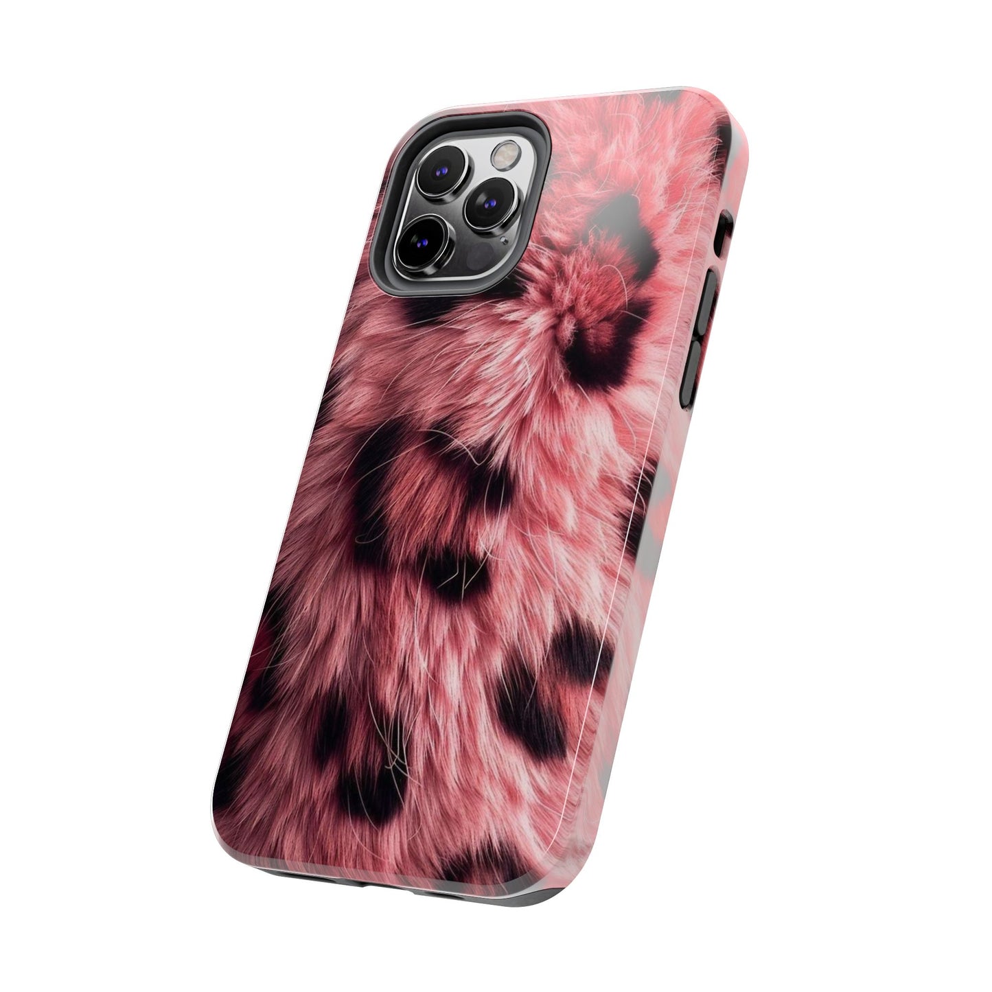 Faux Fur Tough Phone Case - Pink Leopard Print