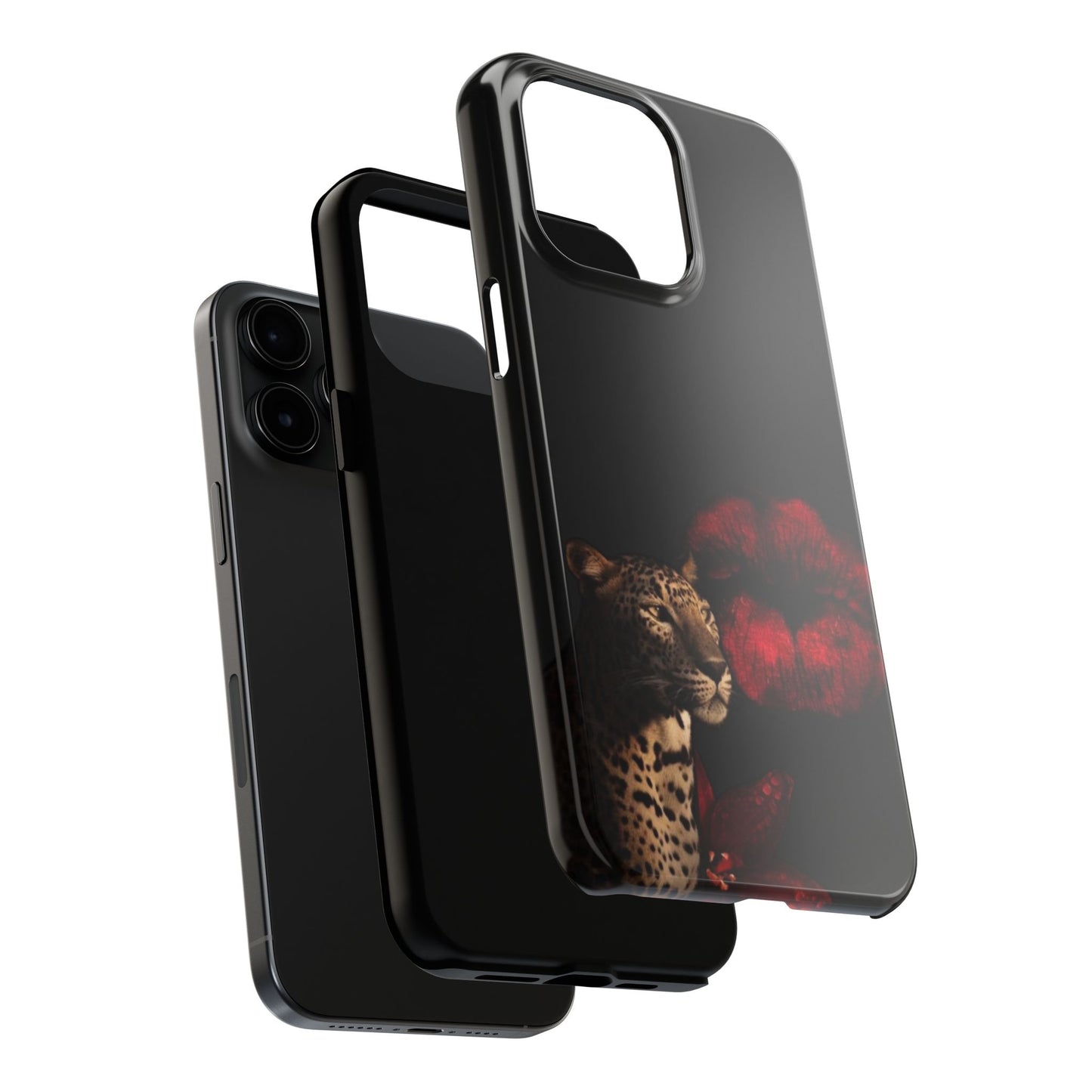 Wild Kiss Tough Phone Case - Stylish Leopard Design for Animal Lovers