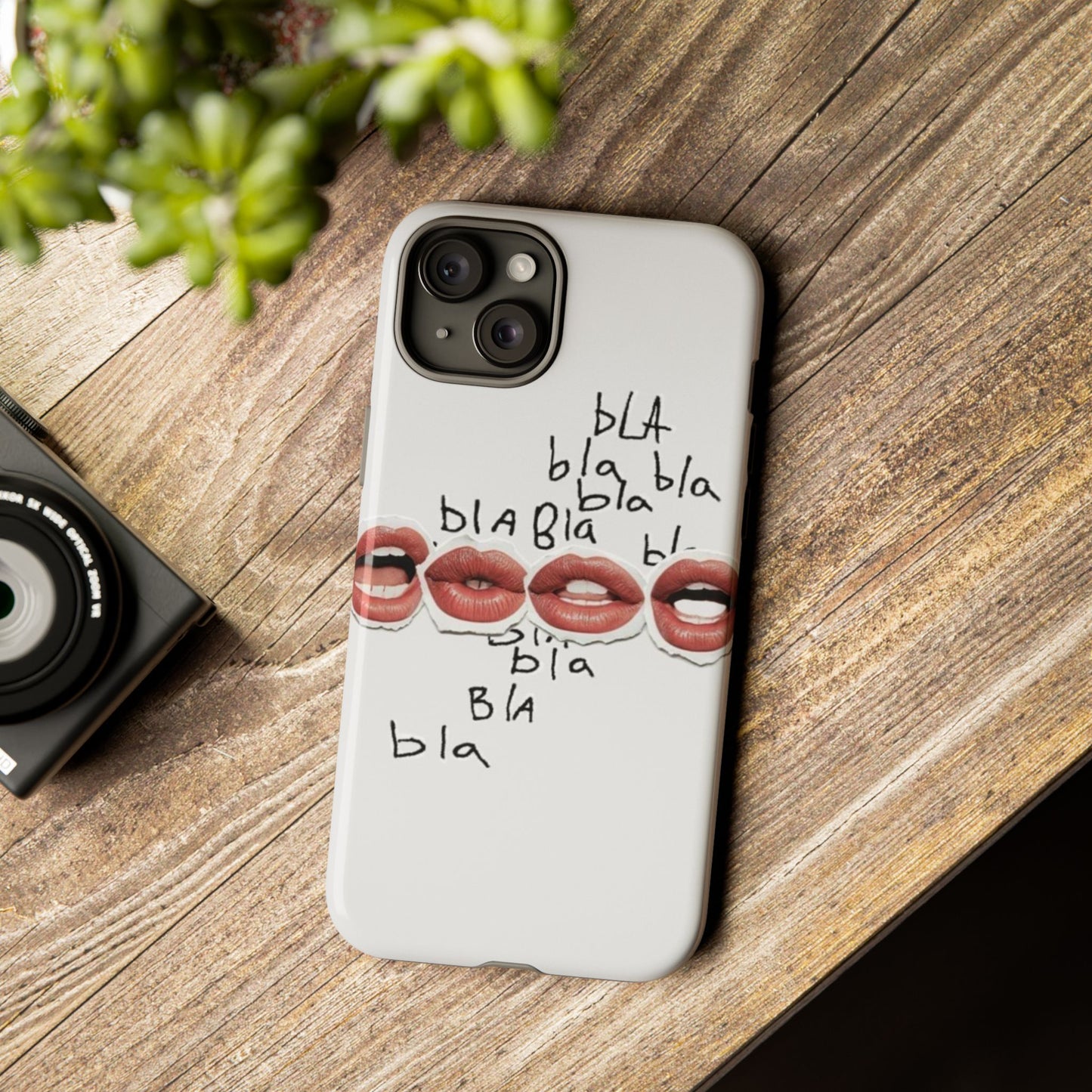 Playful Phone Case with Lips Design - Tough Cases