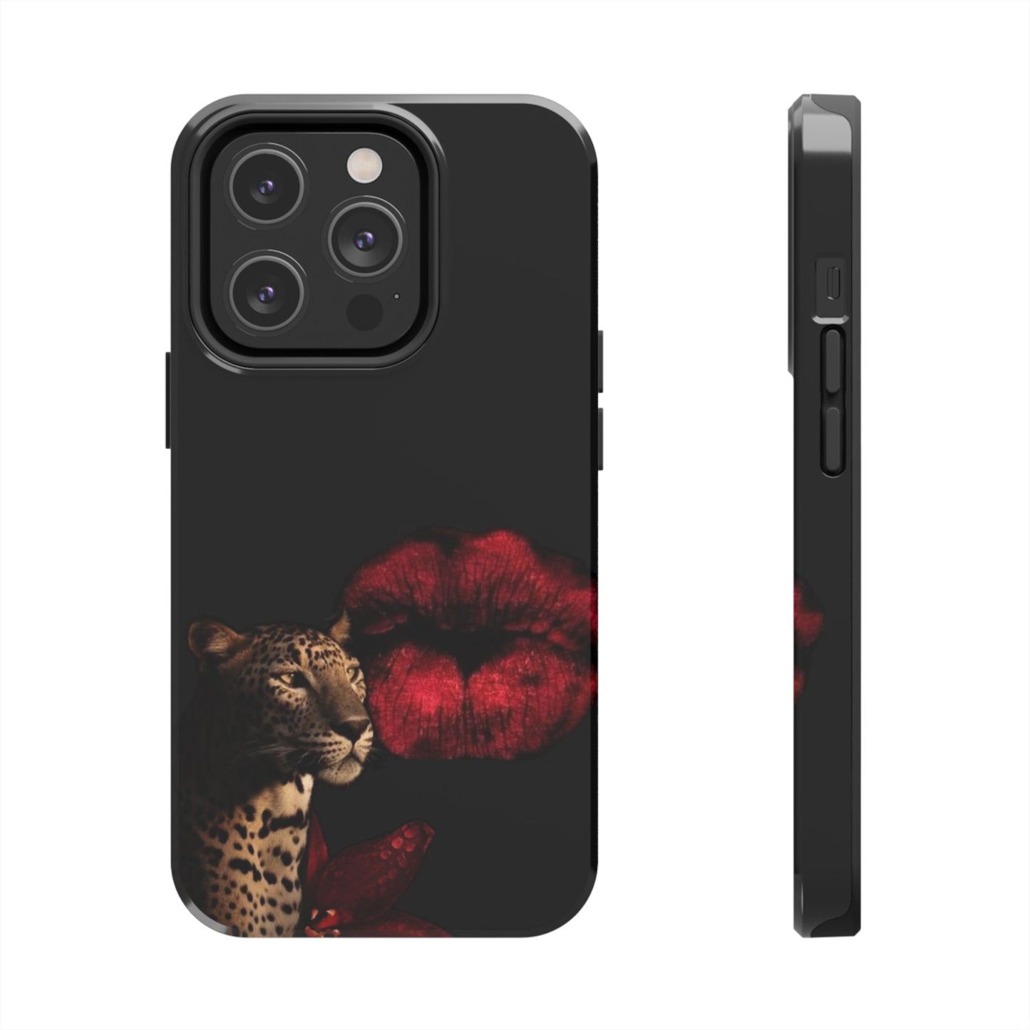 Wild Kiss Tough Phone Case - Stylish Leopard Design for Animal Lovers