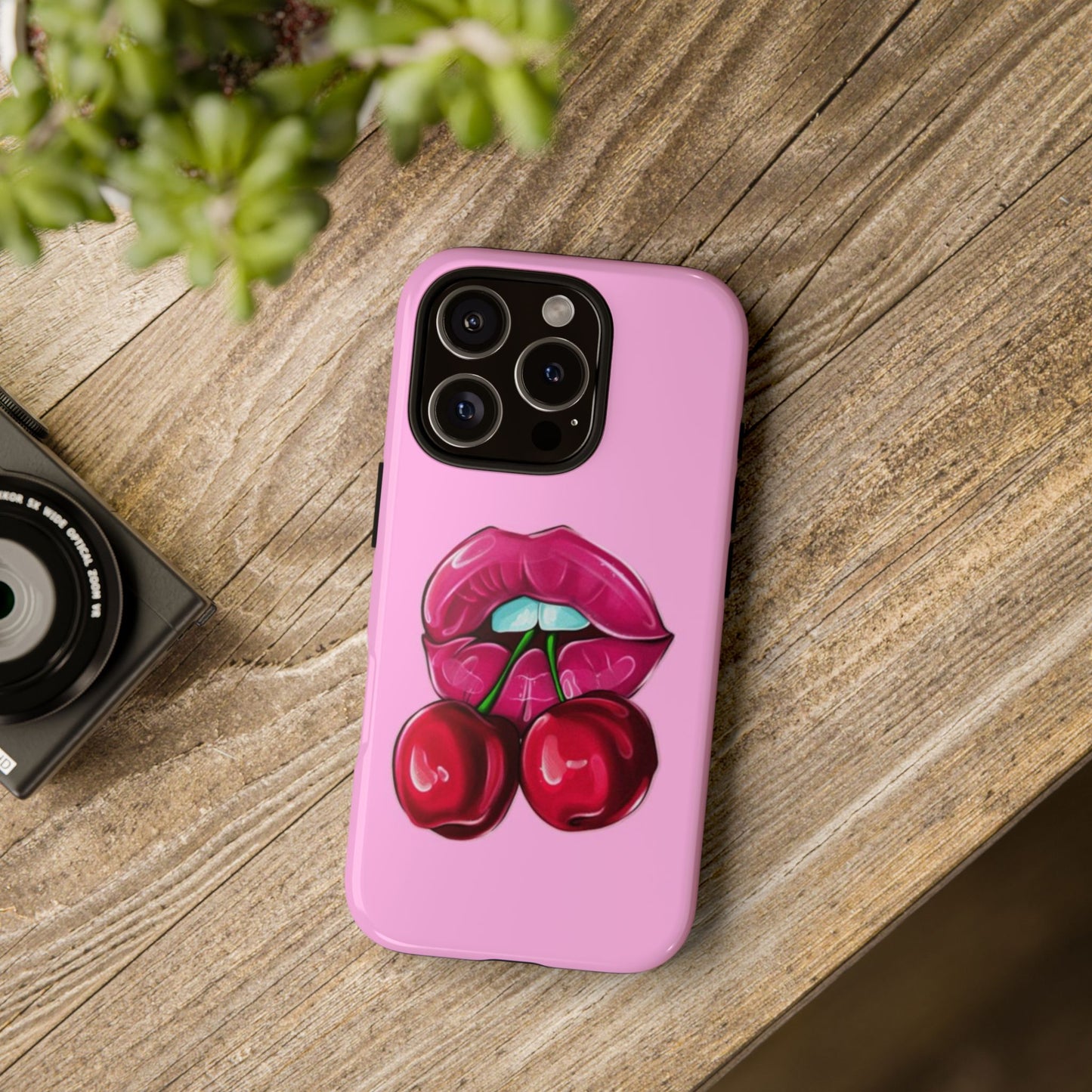Stylish Phone Case with Cherry Kiss Design, Cute Gift for Her, Trendy Mobile Accessory, Perfect for Birthdays, Valentine's Day, Everyday Use
