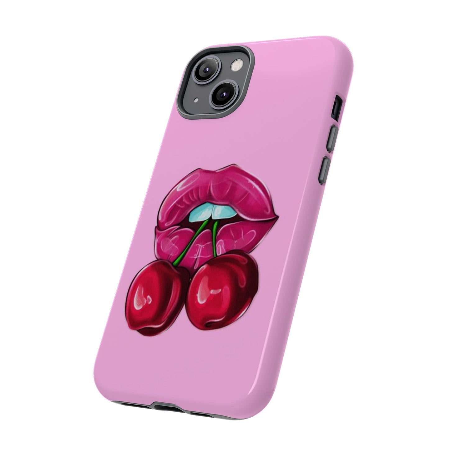 Stylish Phone Case with Cherry Kiss Design, Cute Gift for Her, Trendy Mobile Accessory, Perfect for Birthdays, Valentine's Day, Everyday Use