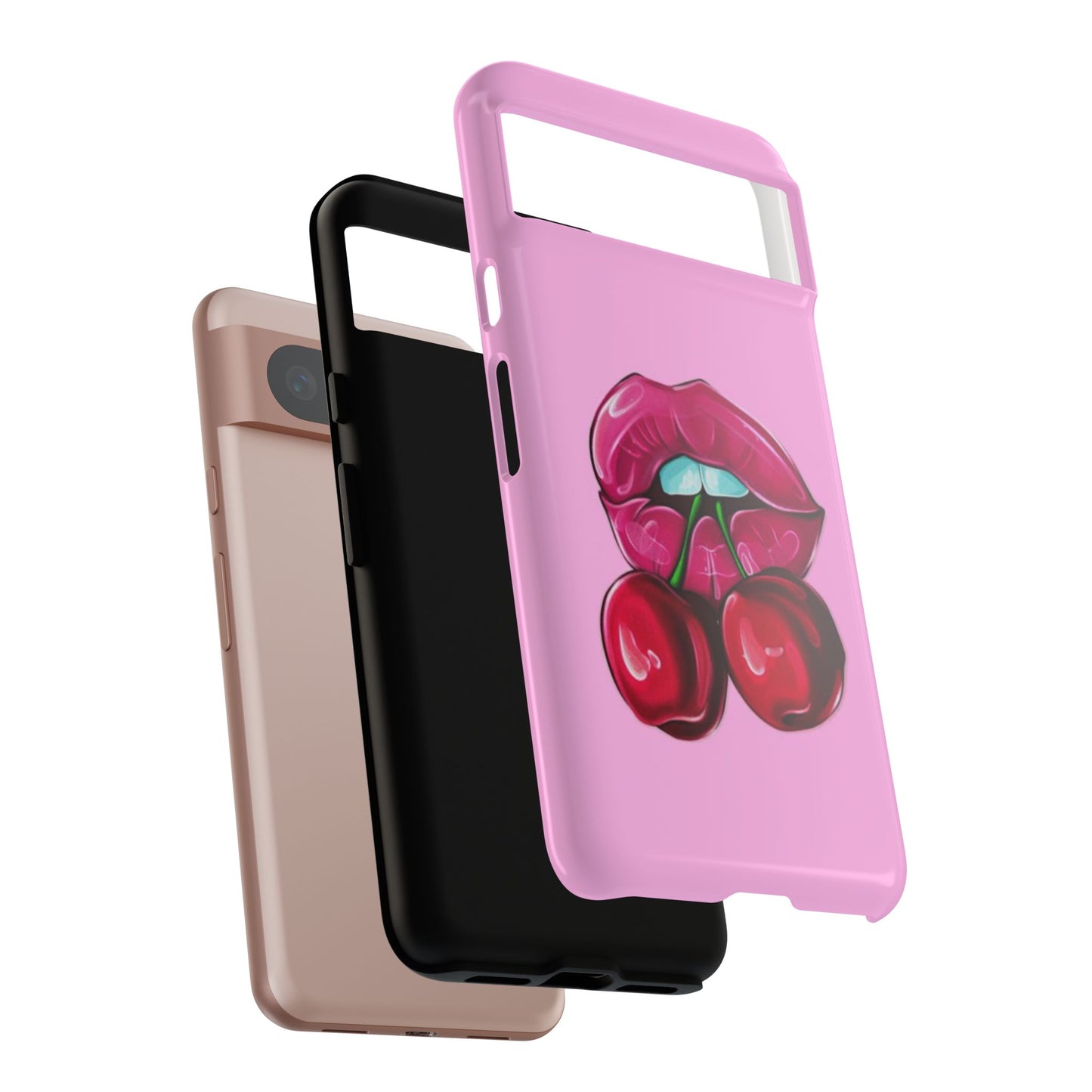 Stylish Phone Case with Cherry Kiss Design, Cute Gift for Her, Trendy Mobile Accessory, Perfect for Birthdays, Valentine's Day, Everyday Use