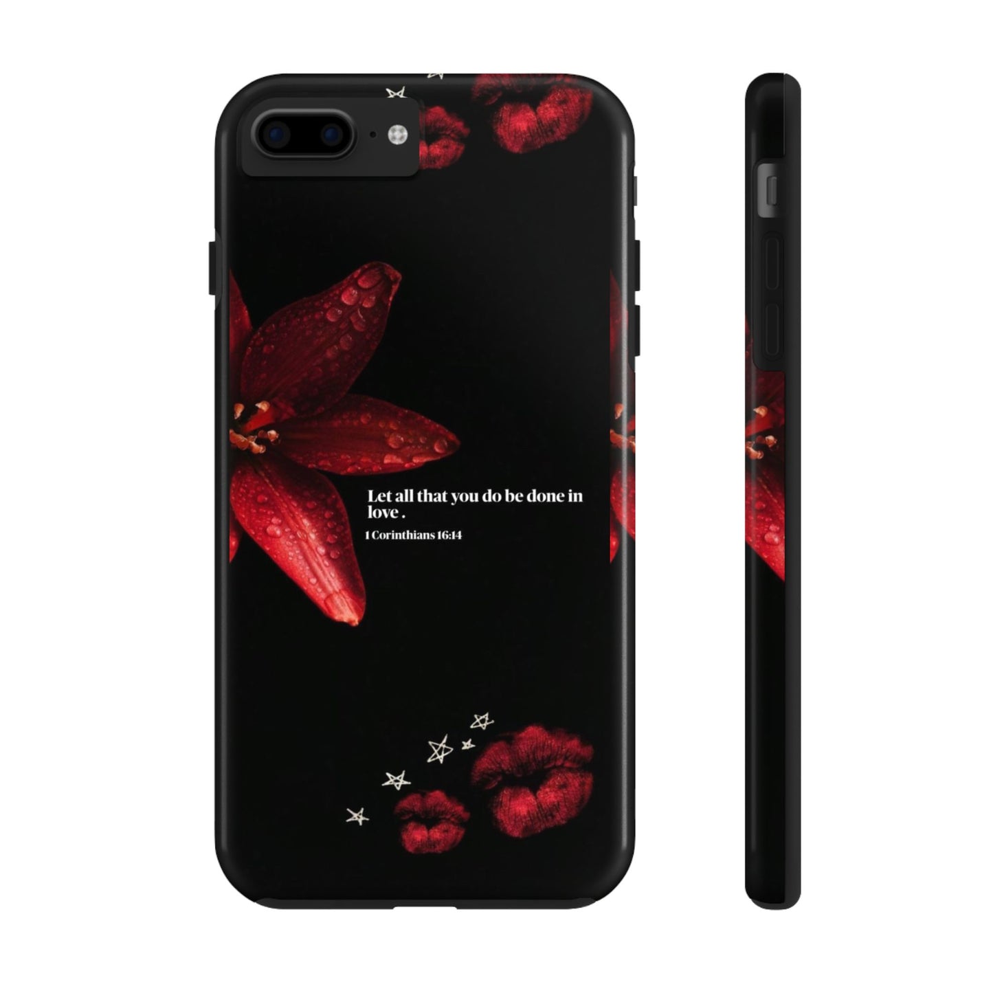 Tough Phone Case with Inspirational Quote and Floral Design