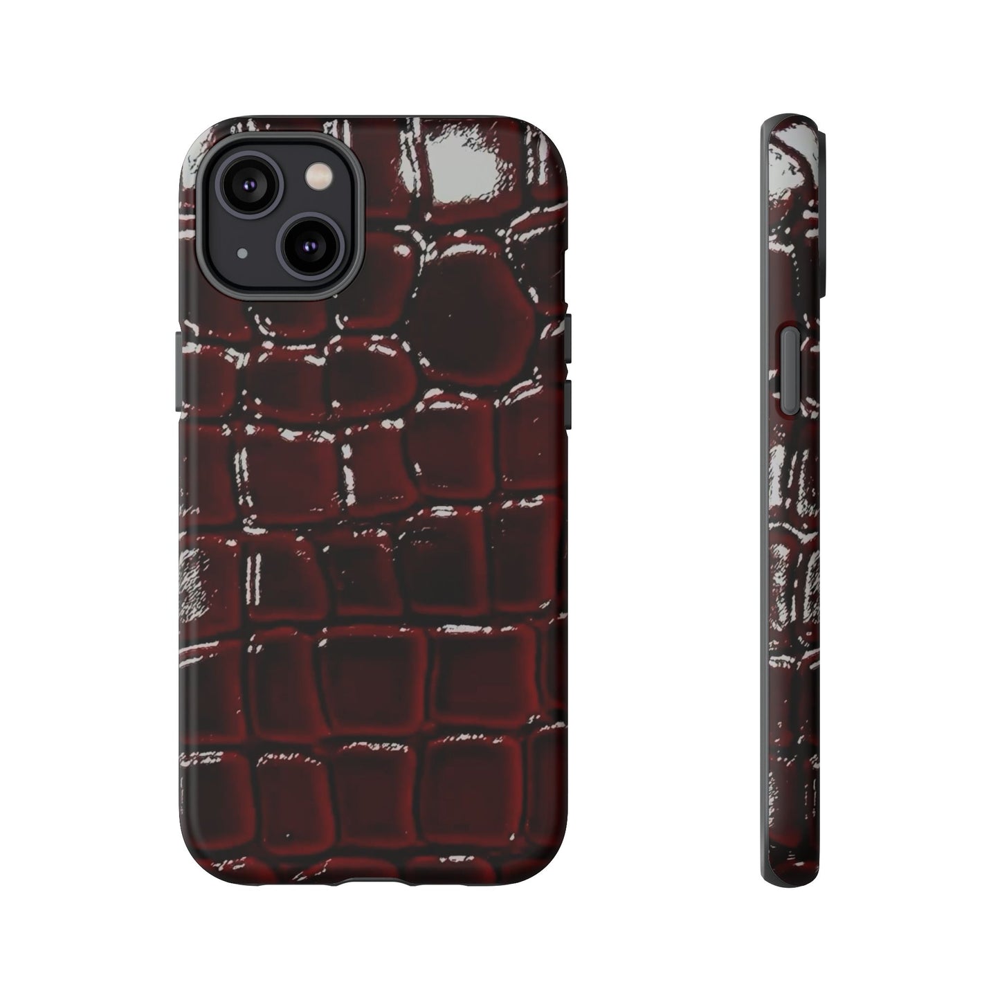 Croc Embossed Burgundy Tough Phone Case