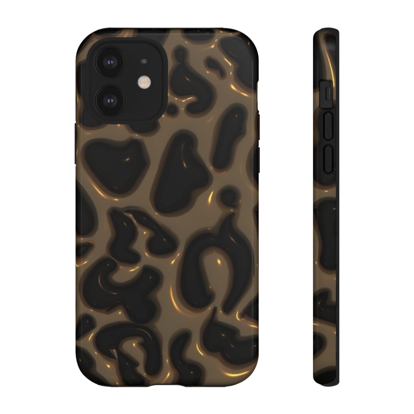 Leopard Gloss Tough Phone Case — Durable Protective iPhone Cover with Glossy Brown Animal Print