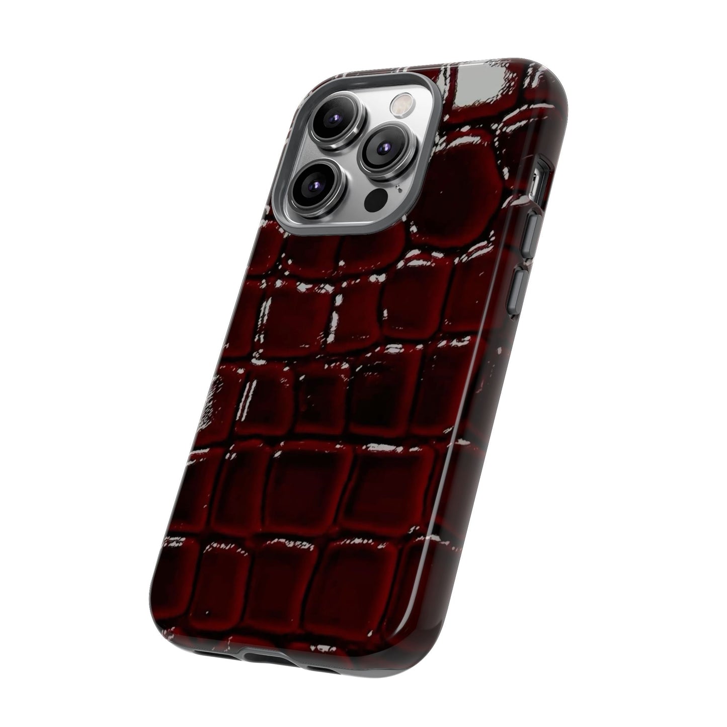 Croc Embossed Burgundy Tough Phone Case
