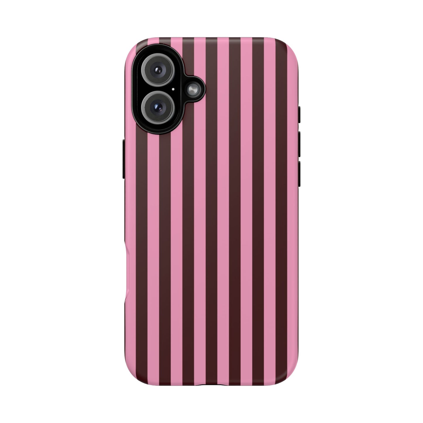 Striped Pink & Burgundy Tough Phone Case — Durable Vertical Stripe Protection
