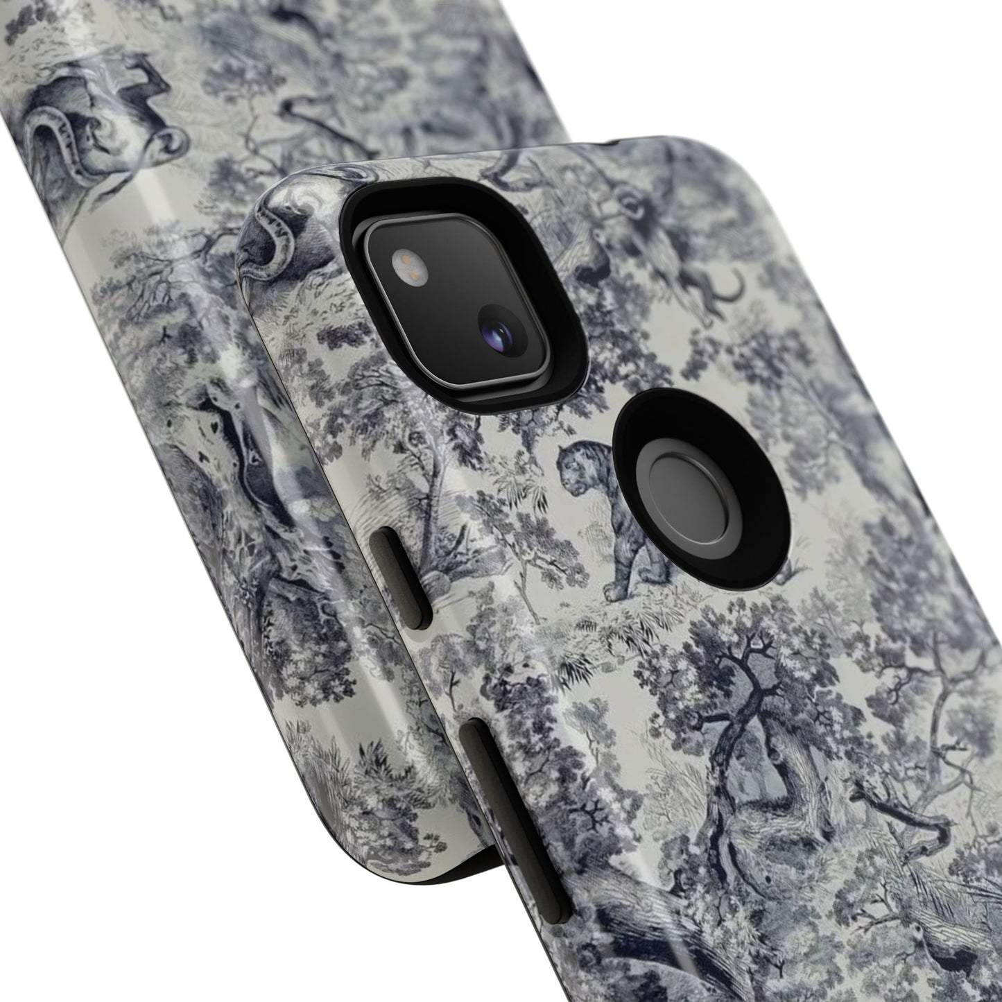 Toile Safari Phone Case — Vintage Tiger & Jungle Pattern Protective Tough Case