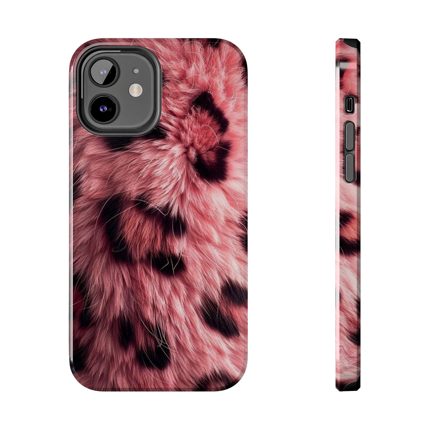 Faux Fur Tough Phone Case - Pink Leopard Print