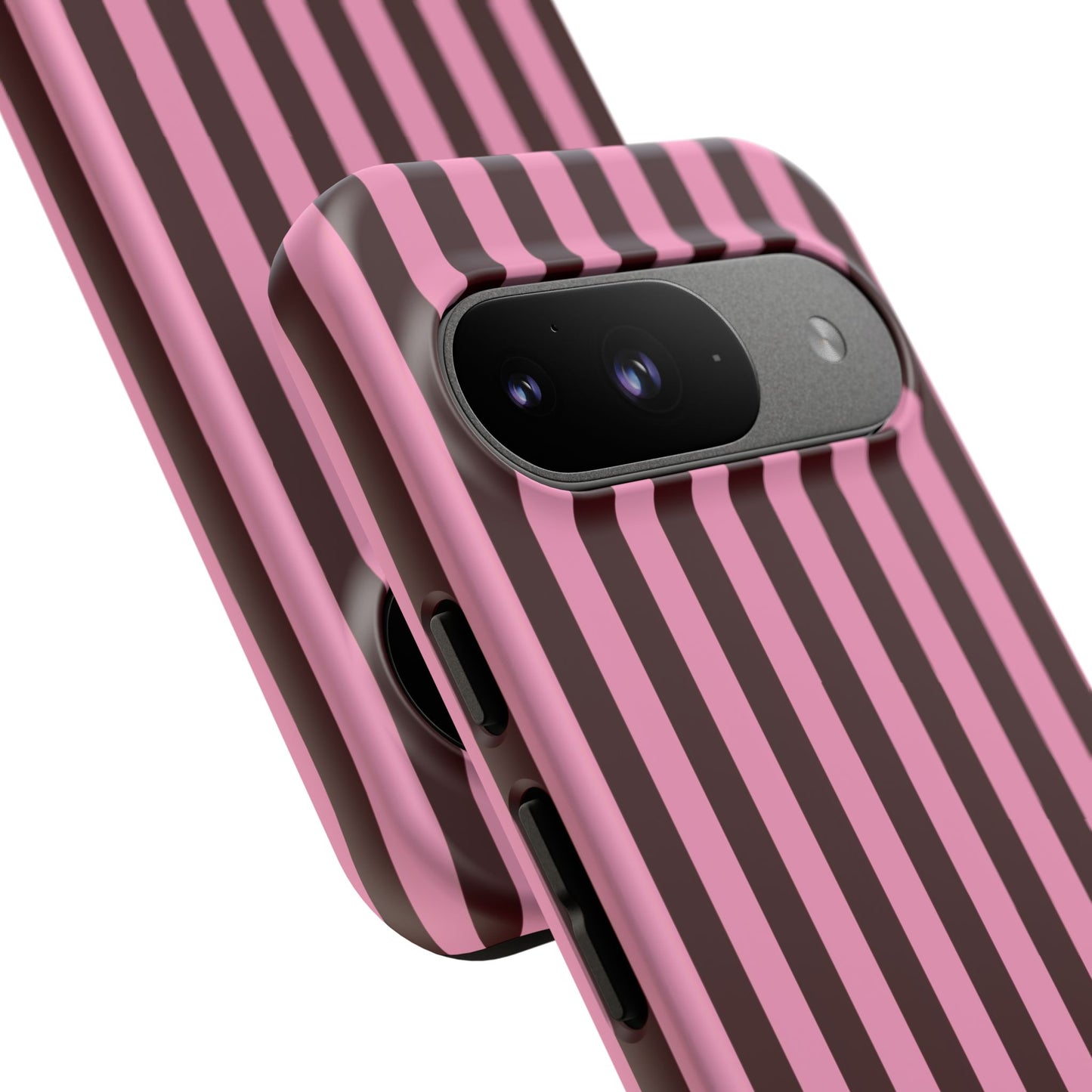 Striped Pink & Burgundy Tough Phone Case — Durable Vertical Stripe Protection