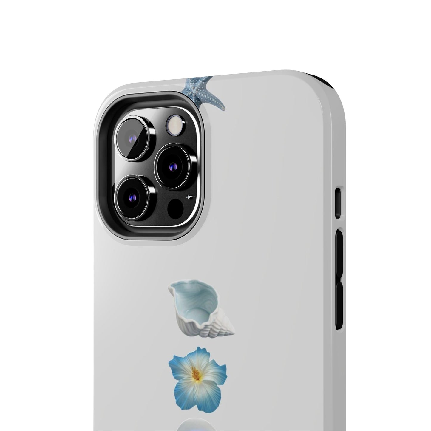 Ocean-Inspired Tough Phone Cases - Coastal Design with Shells and Pearls