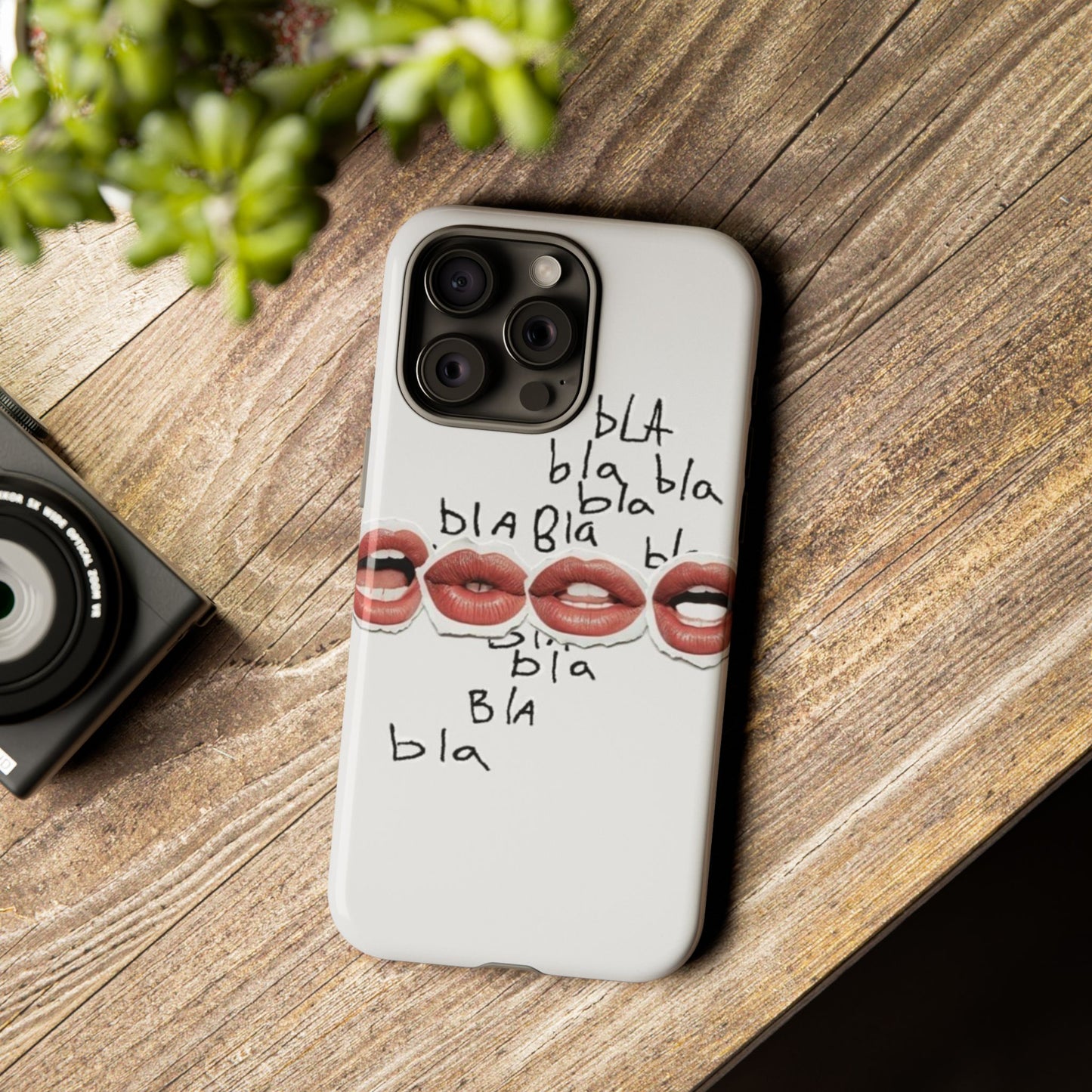 Playful Phone Case with Lips Design - Tough Cases