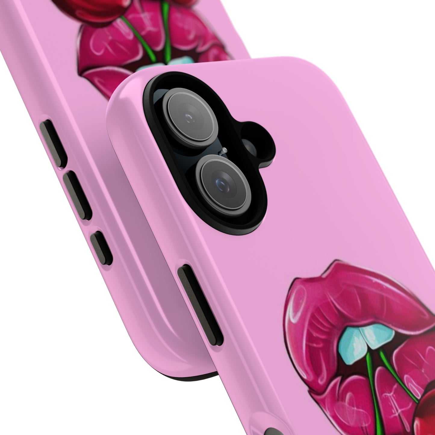 Stylish Phone Case with Cherry Kiss Design, Cute Gift for Her, Trendy Mobile Accessory, Perfect for Birthdays, Valentine's Day, Everyday Use