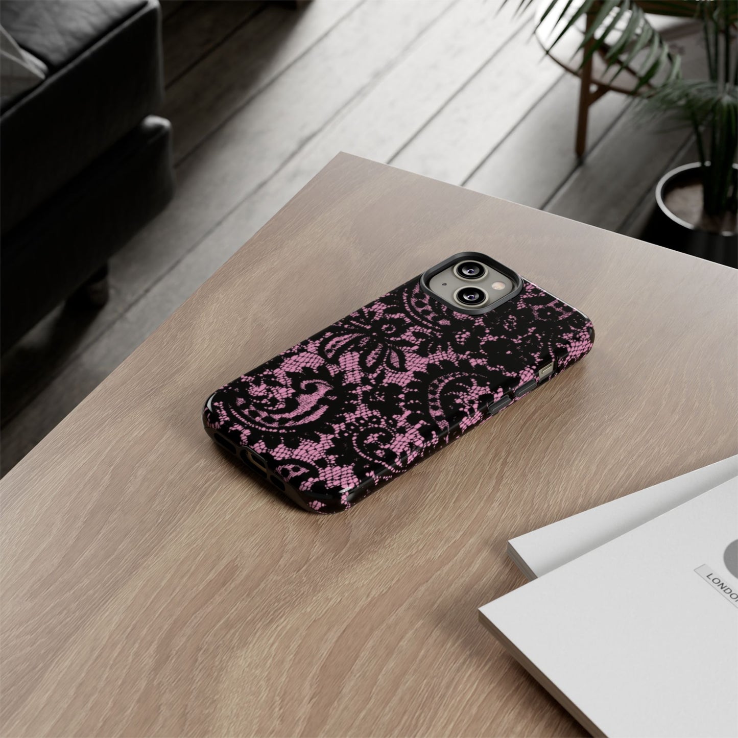 Phone Case — Pink Lace Floral Tough Protective Case