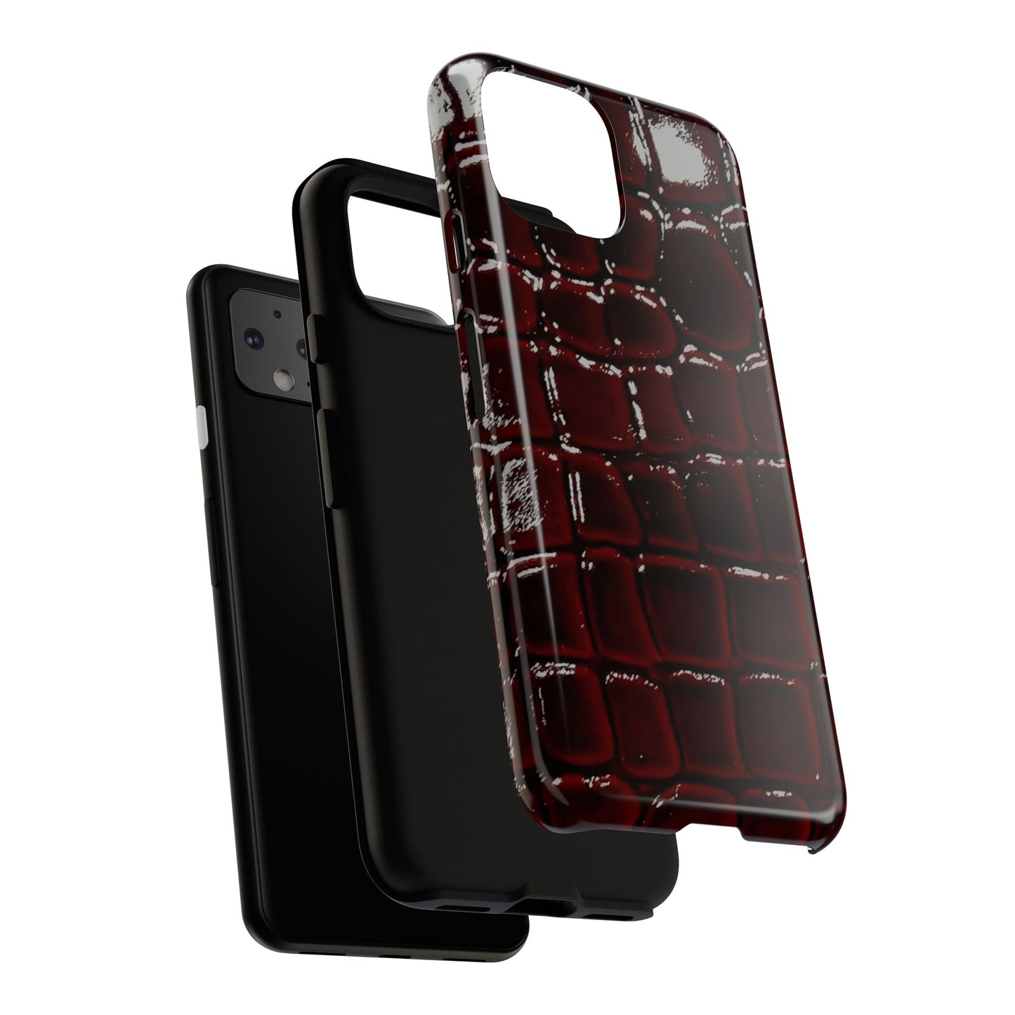 Croc Embossed Burgundy Tough Phone Case