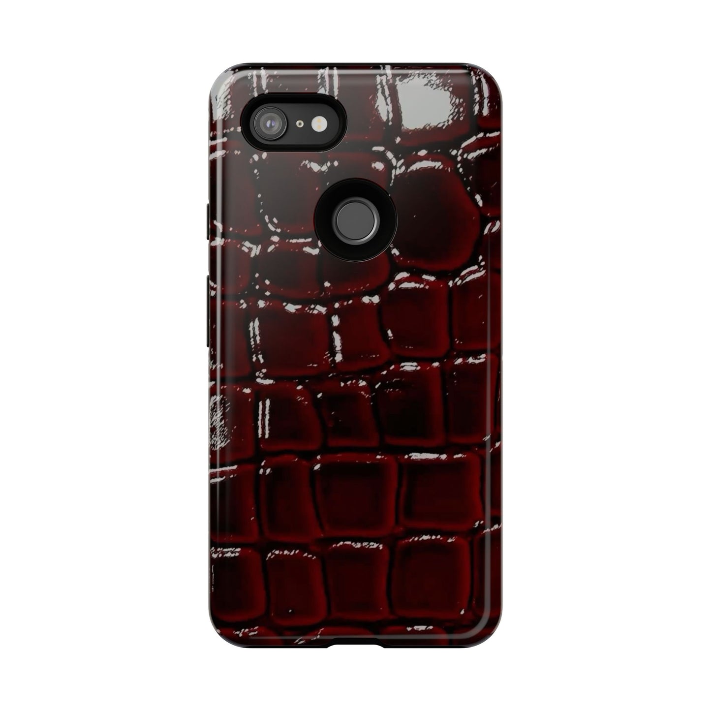 Croc Embossed Burgundy Tough Phone Case