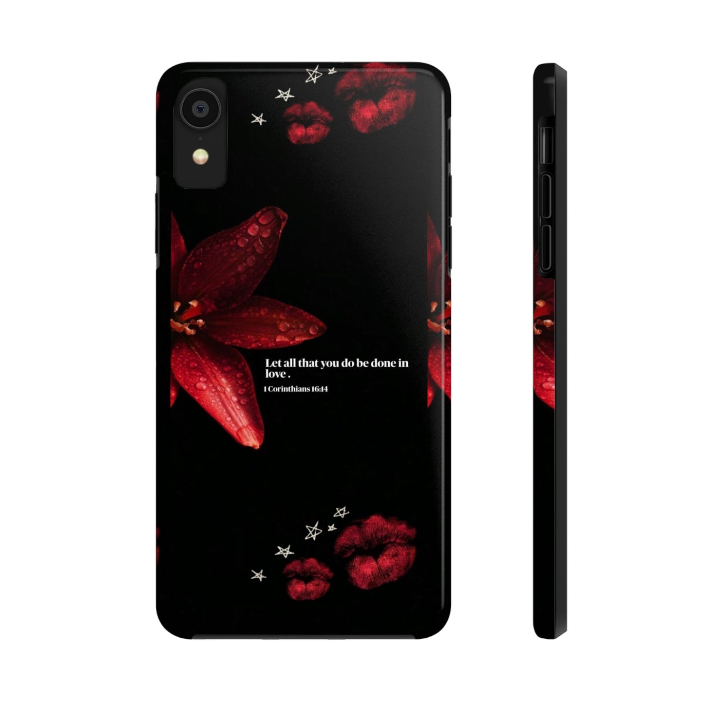 Tough Phone Case with Inspirational Quote and Floral Design