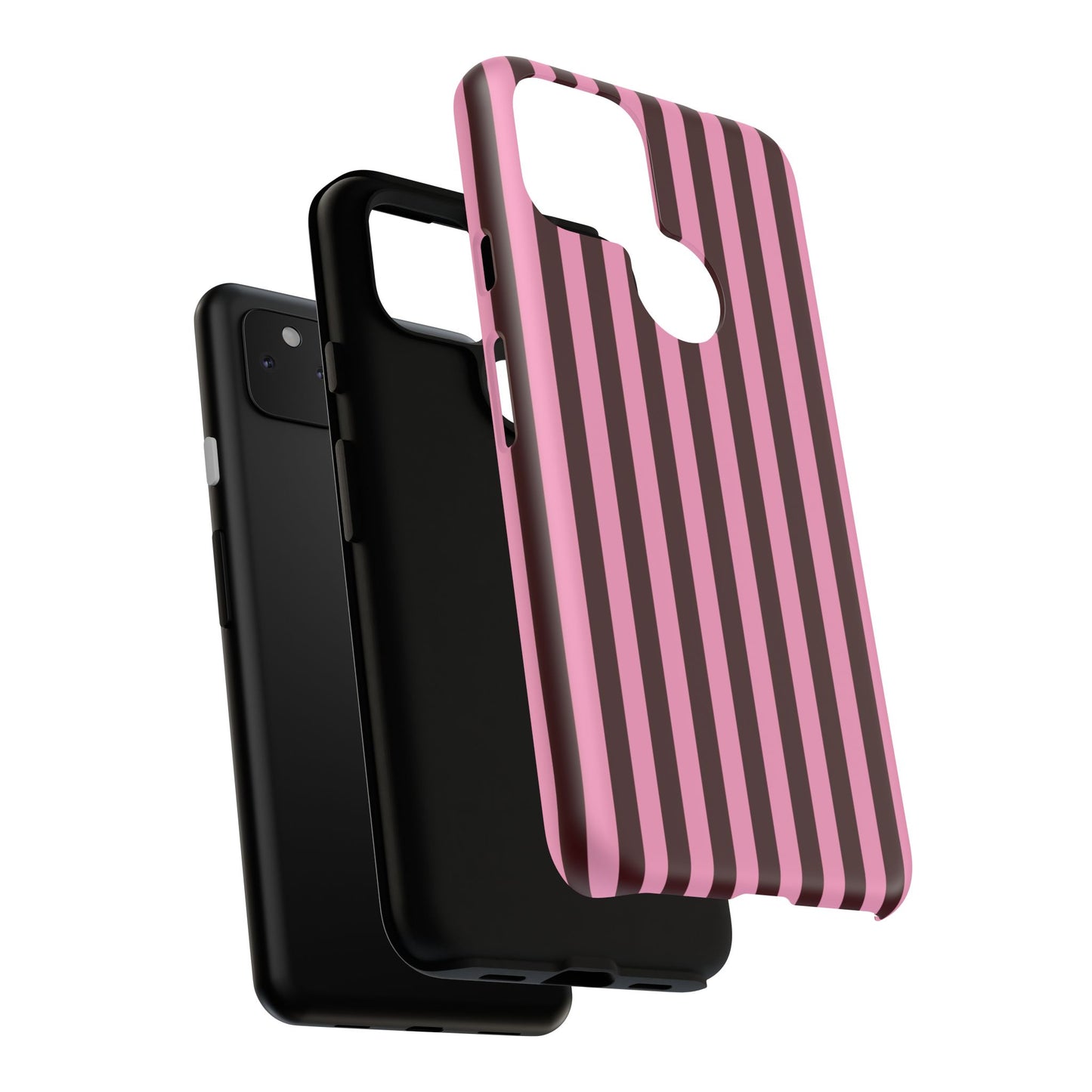 Striped Pink & Burgundy Tough Phone Case — Durable Vertical Stripe Protection
