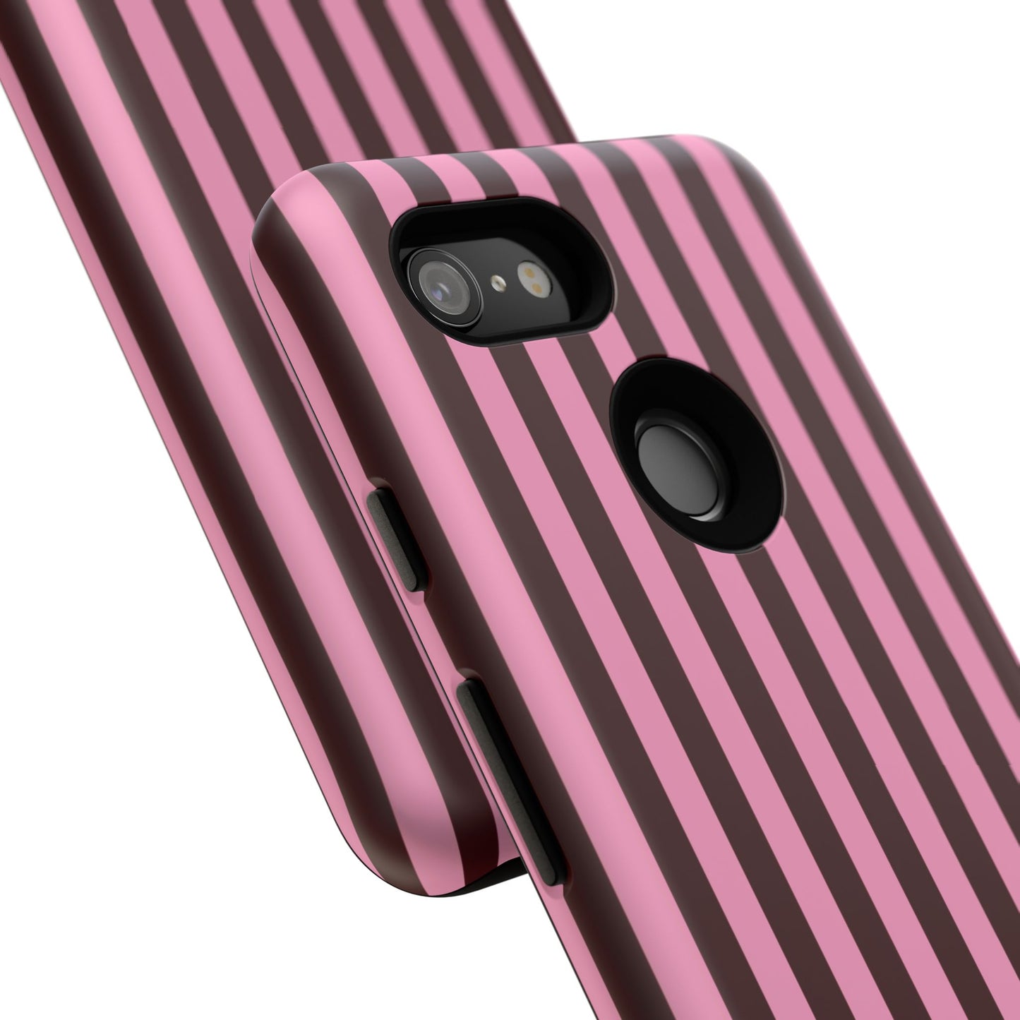Striped Pink & Burgundy Tough Phone Case — Durable Vertical Stripe Protection