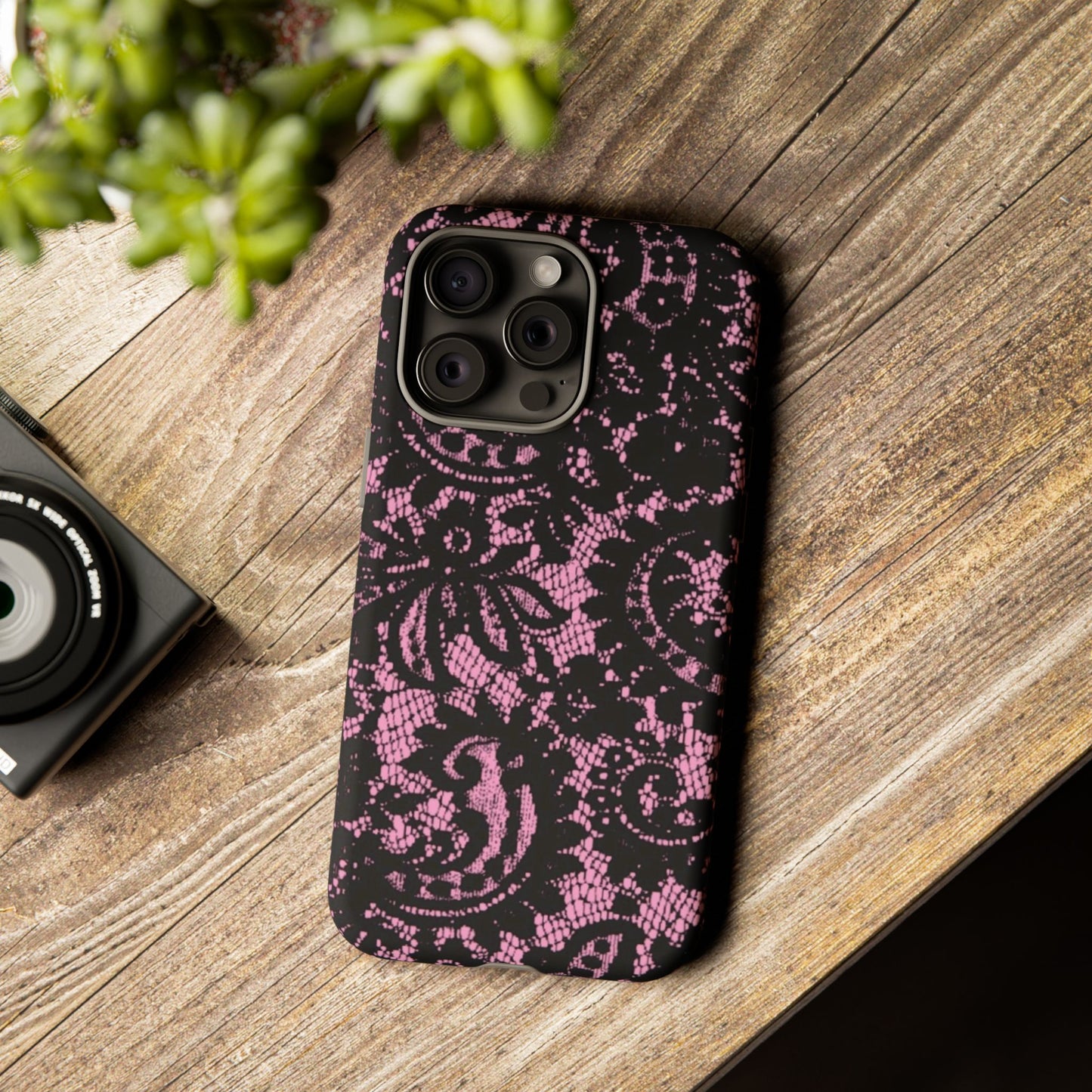 Phone Case — Pink Lace Floral Tough Protective Case