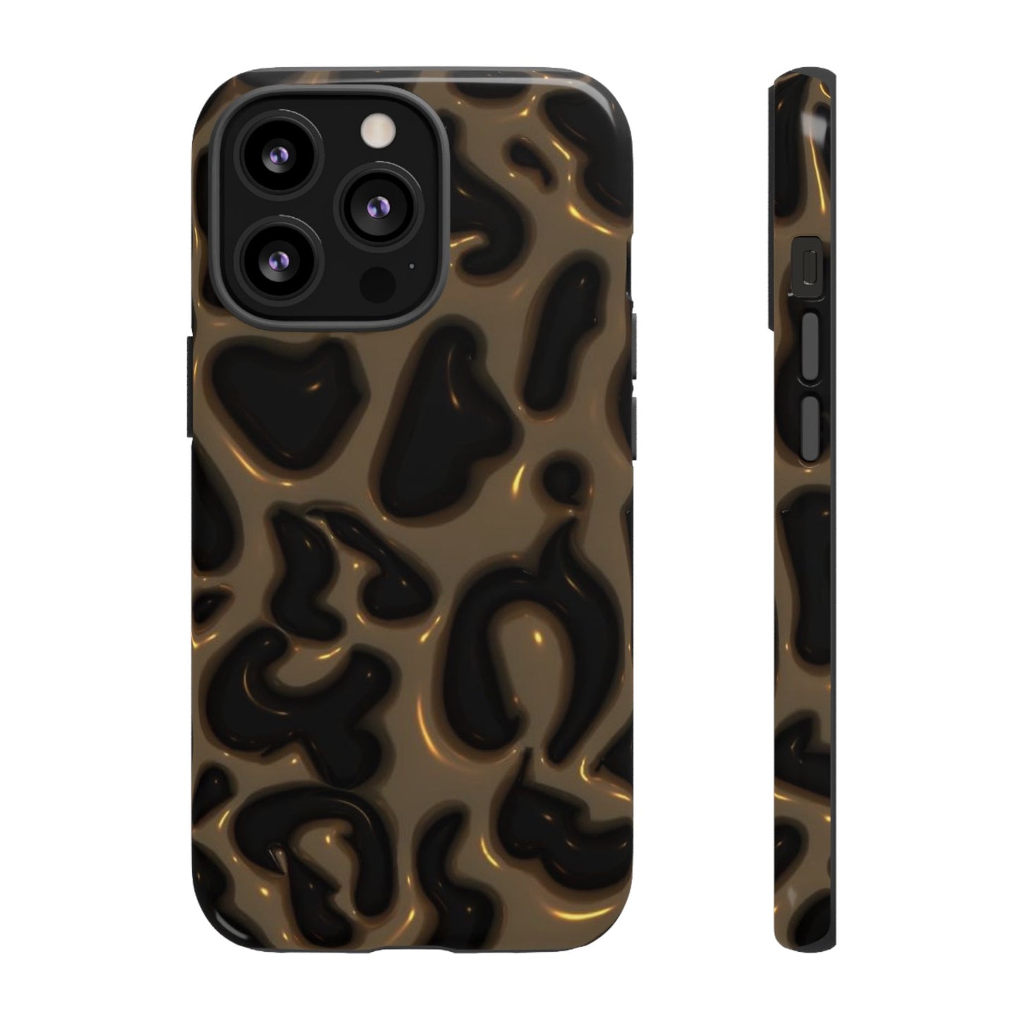 Leopard Gloss Tough Phone Case — Durable Protective iPhone Cover with Glossy Brown Animal Print