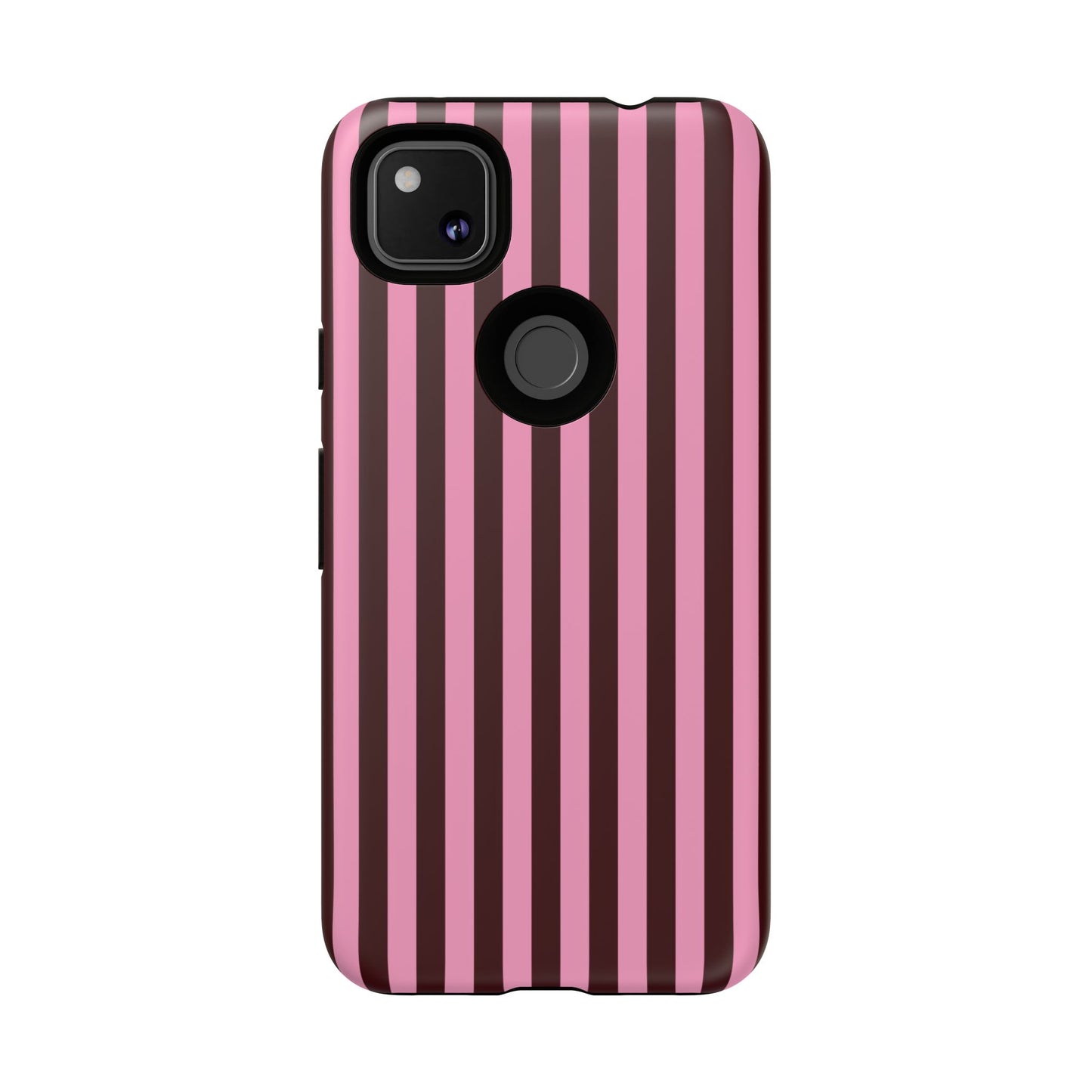 Striped Pink & Burgundy Tough Phone Case — Durable Vertical Stripe Protection