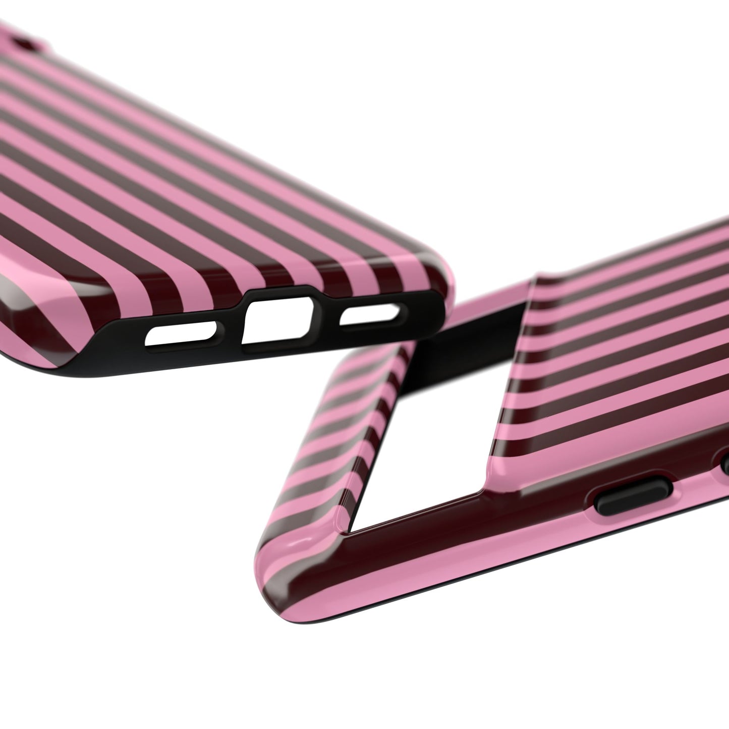 Striped Pink & Burgundy Tough Phone Case — Durable Vertical Stripe Protection