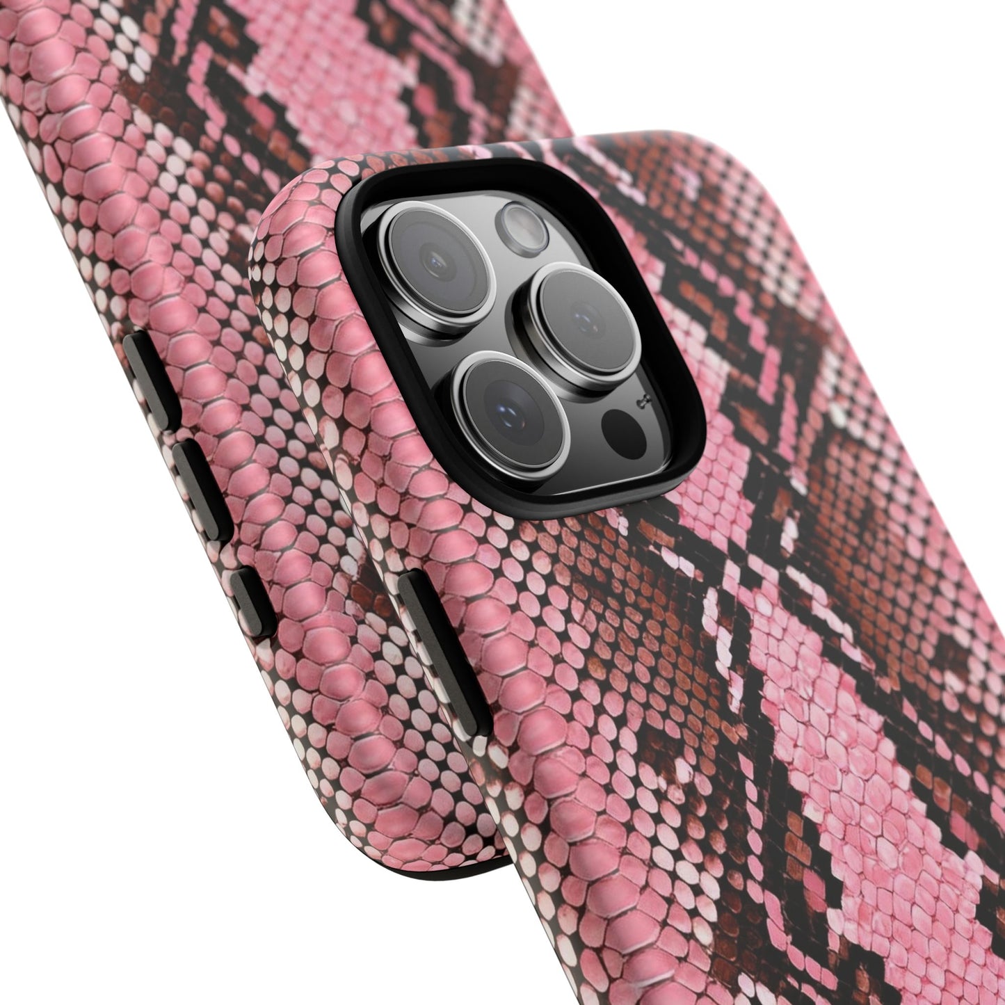 Pink Snake Skin Tough Phone Case — Protective Stylish iPhone Cover