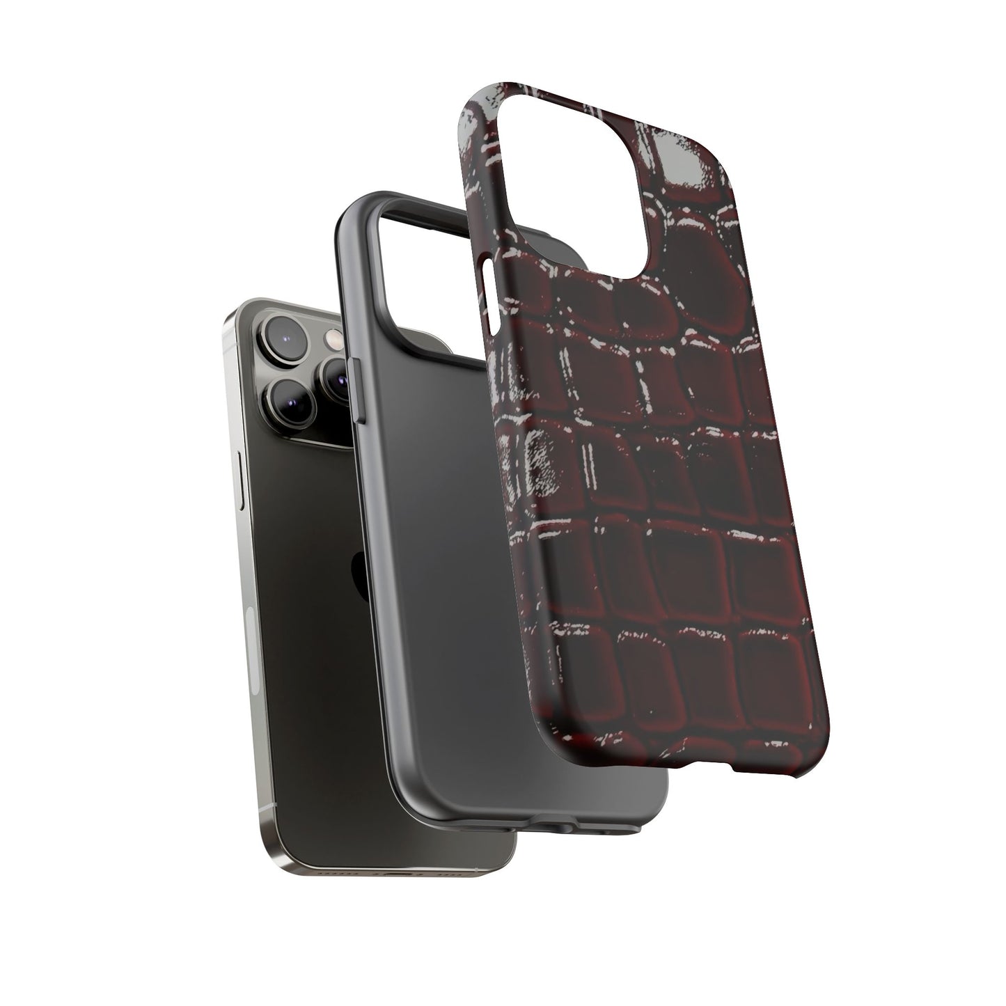 Croc Embossed Burgundy Tough Phone Case