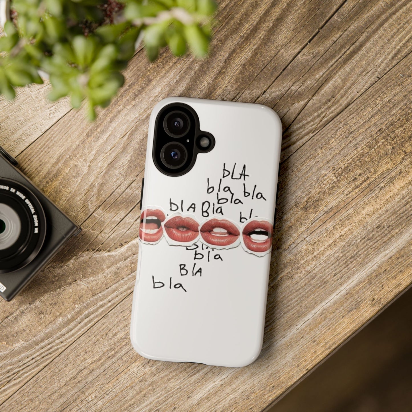 Playful Phone Case with Lips Design - Tough Cases