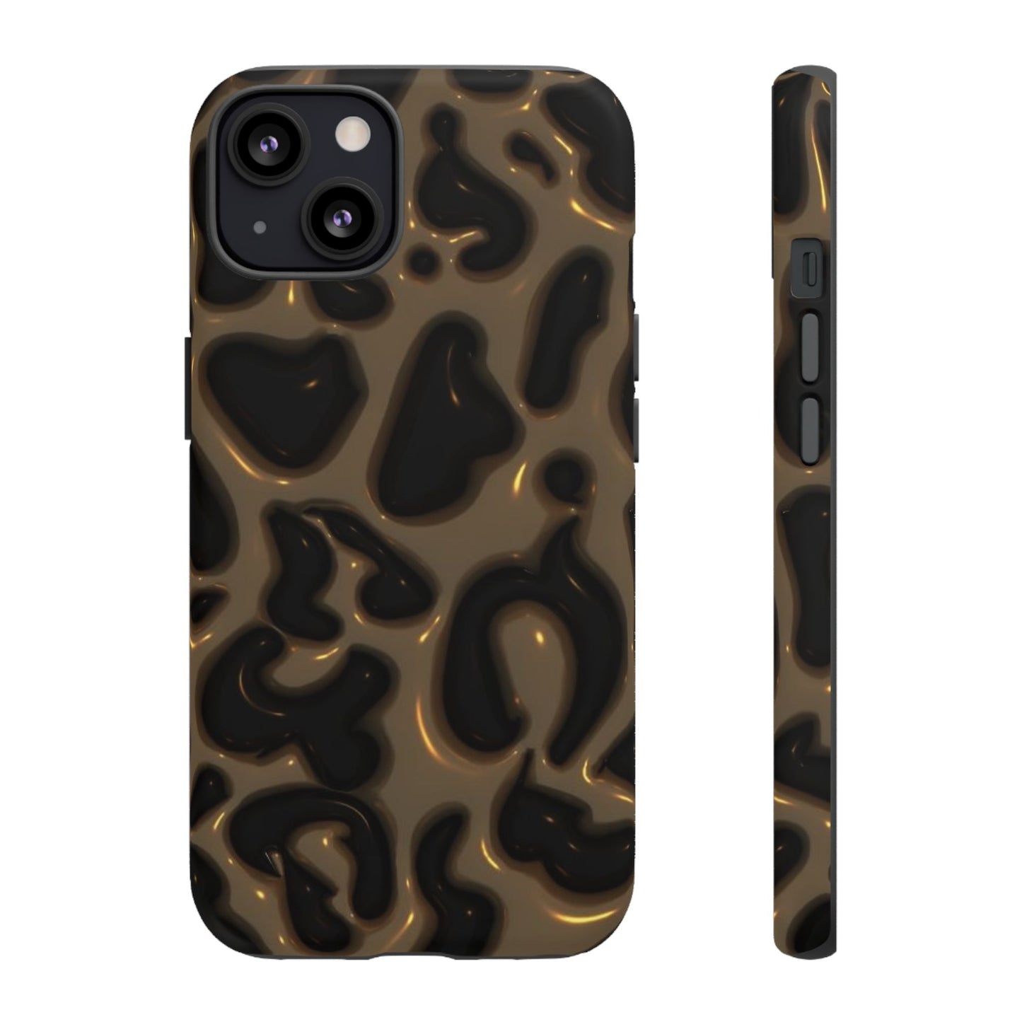Leopard Gloss Tough Phone Case — Durable Protective iPhone Cover with Glossy Brown Animal Print