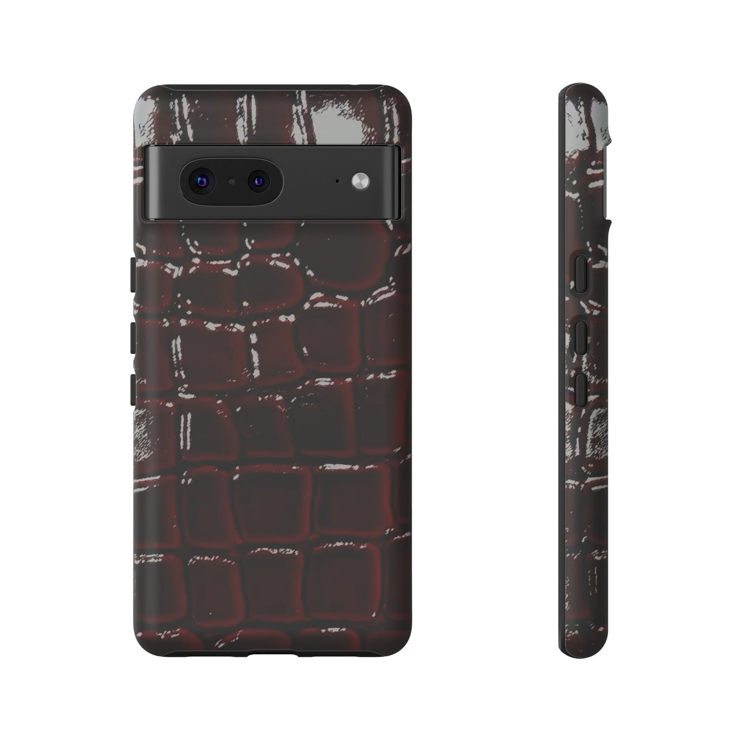 Croc Embossed Burgundy Tough Phone Case