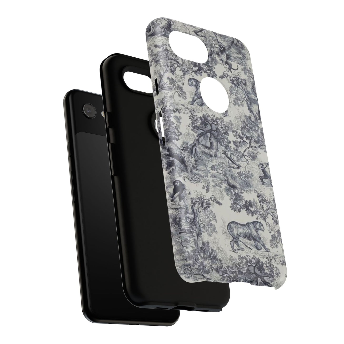 Toile Safari Phone Case — Vintage Tiger & Jungle Pattern Protective Tough Case