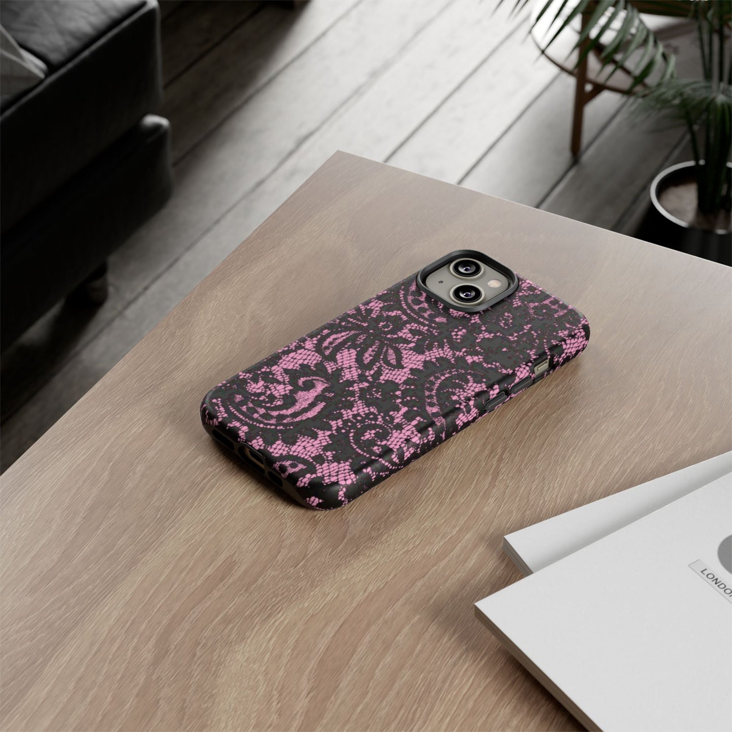 Phone Case — Pink Lace Floral Tough Protective Case