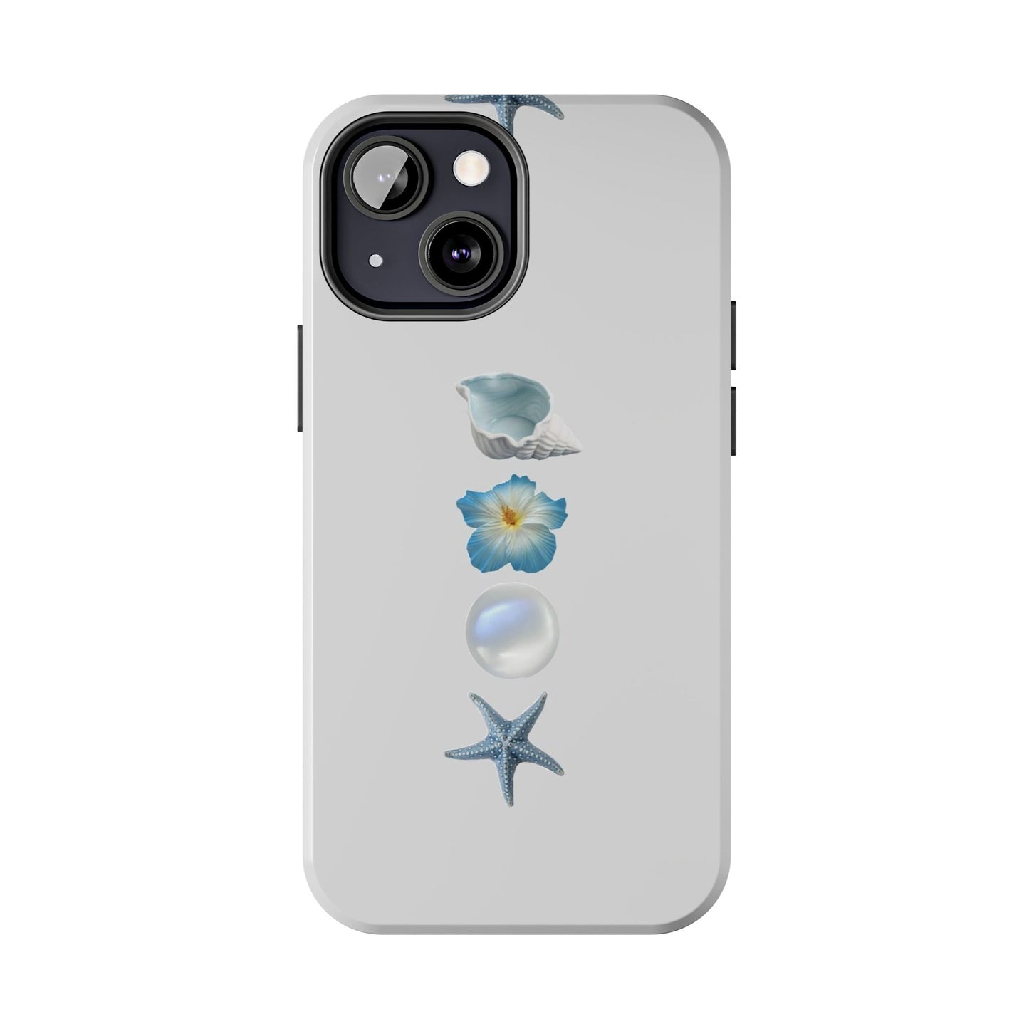 Ocean-Inspired Tough Phone Cases - Coastal Design with Shells and Pearls