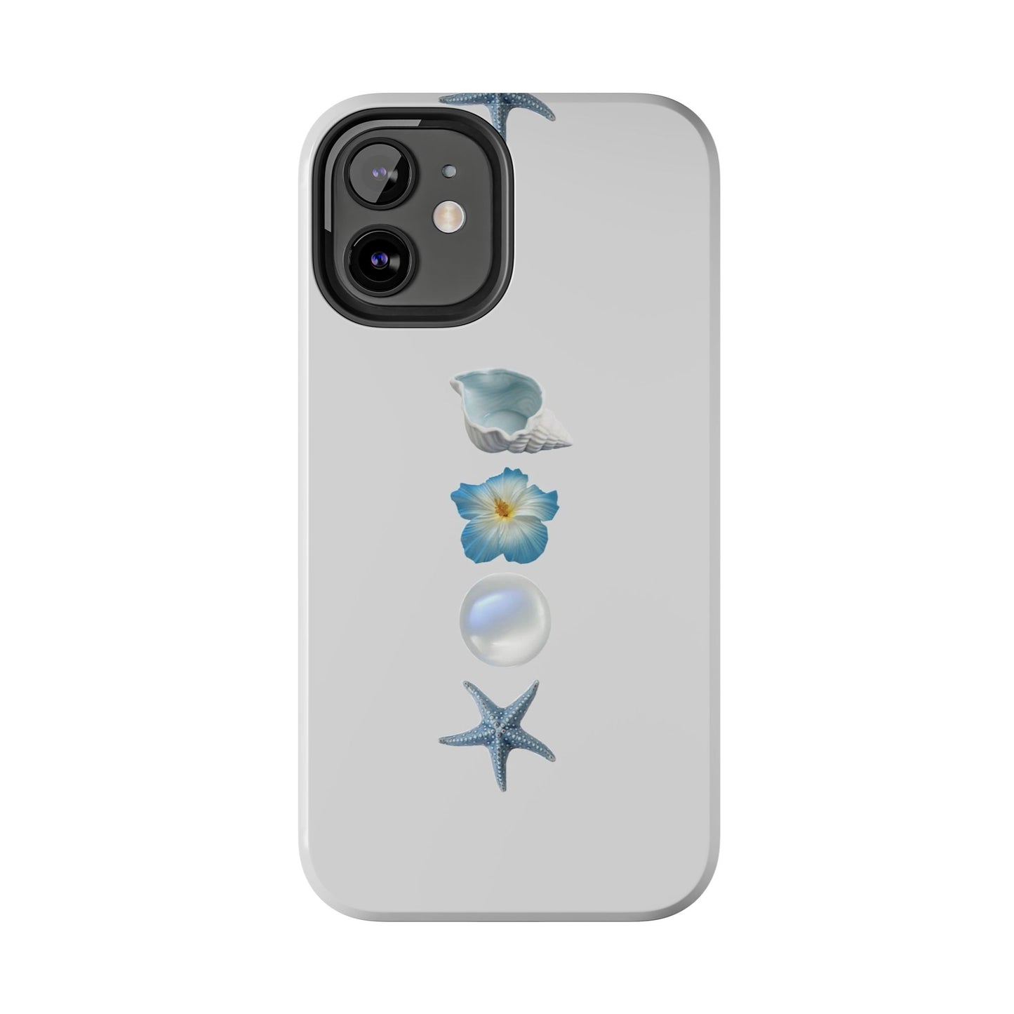 Ocean-Inspired Tough Phone Cases - Coastal Design with Shells and Pearls