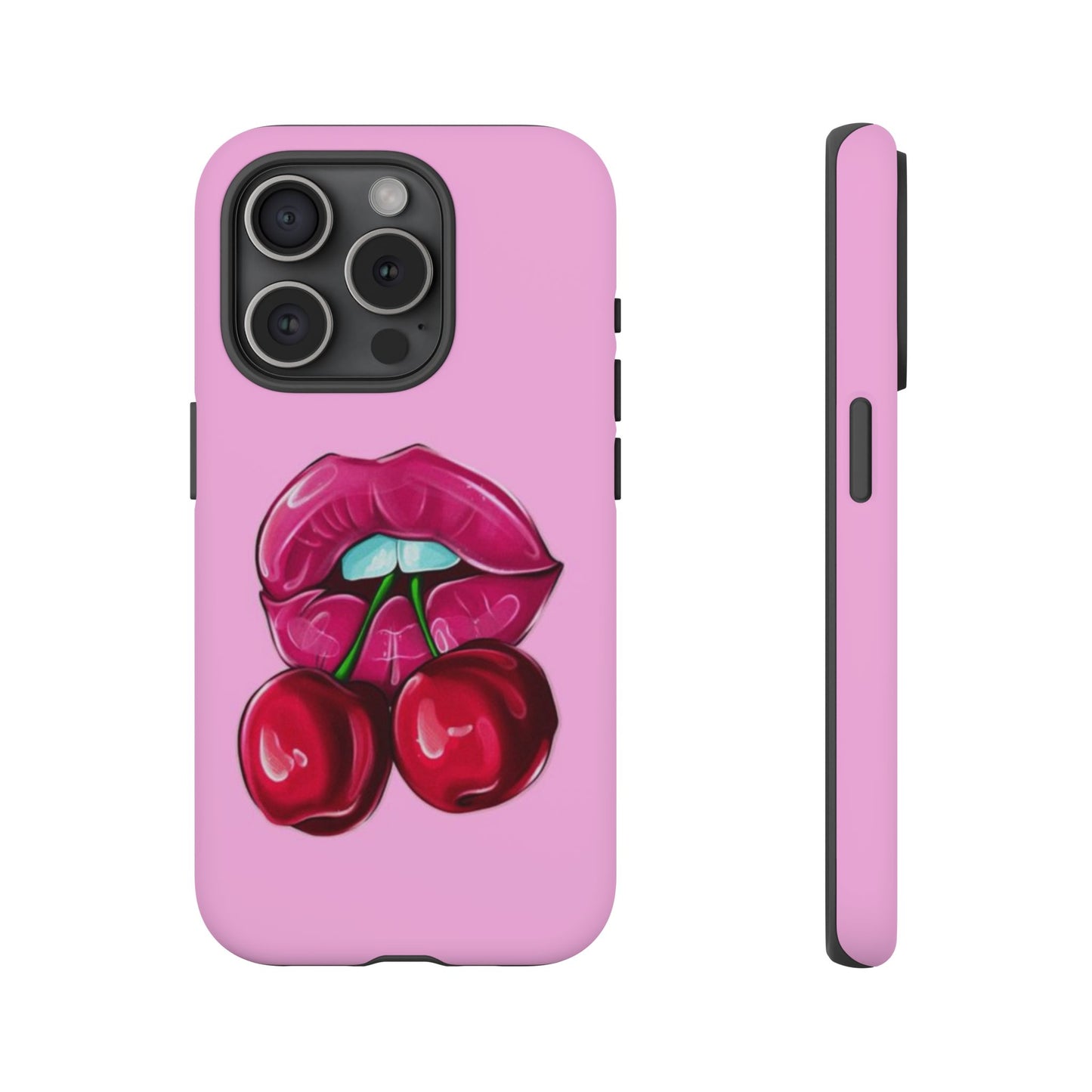 Stylish Phone Case with Cherry Kiss Design, Cute Gift for Her, Trendy Mobile Accessory, Perfect for Birthdays, Valentine's Day, Everyday Use