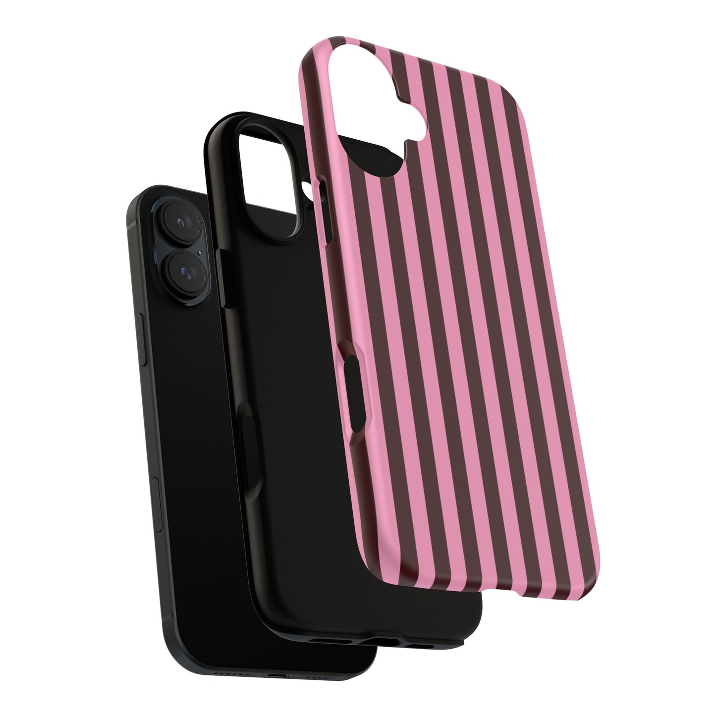 Striped Pink & Burgundy Tough Phone Case — Durable Vertical Stripe Protection