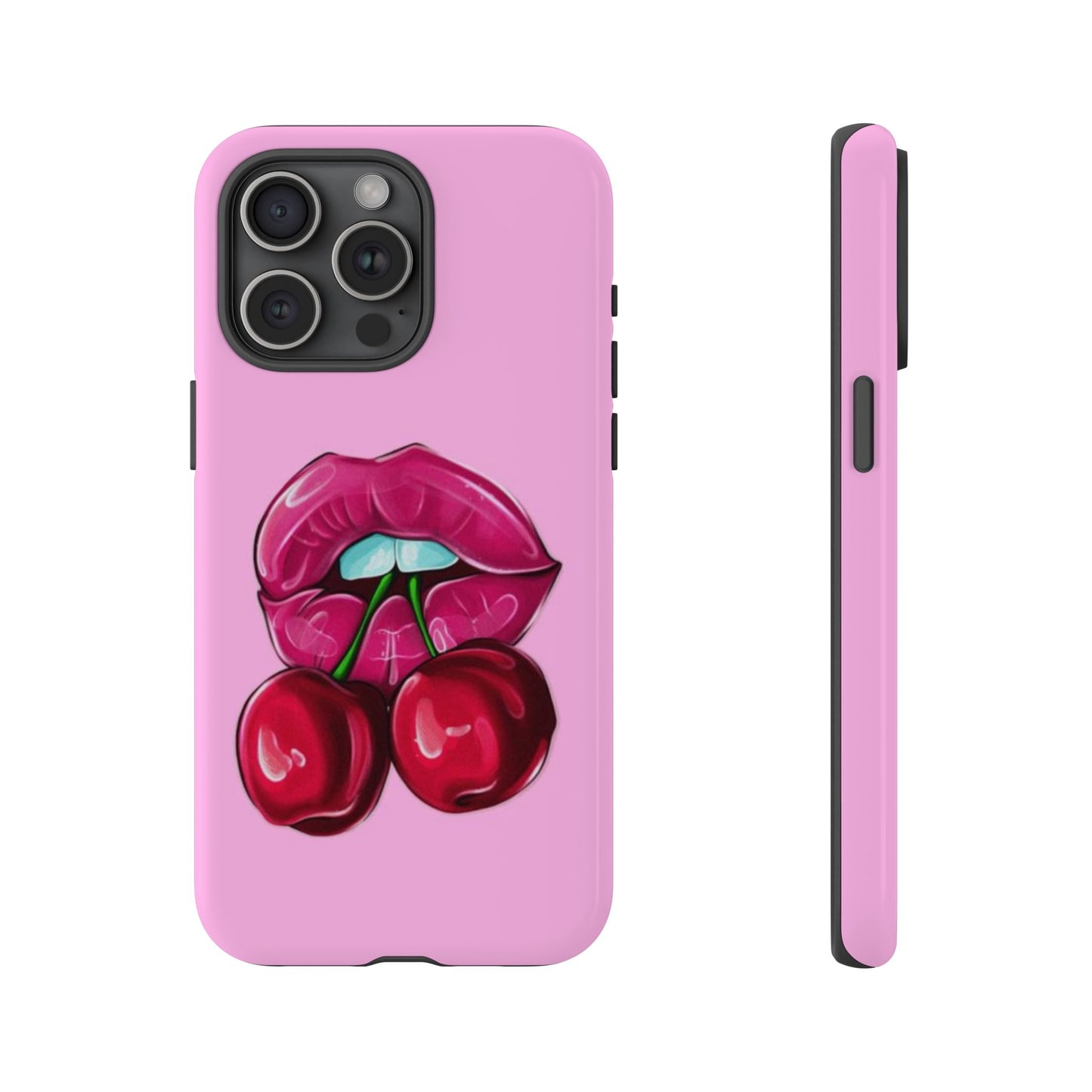 Stylish Phone Case with Cherry Kiss Design, Cute Gift for Her, Trendy Mobile Accessory, Perfect for Birthdays, Valentine's Day, Everyday Use